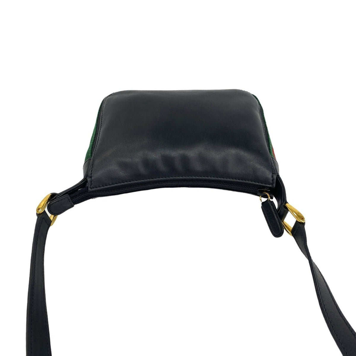 Gucci Black Green Red Color Leather Pochette Shoulder Bag (Pre-Owned)