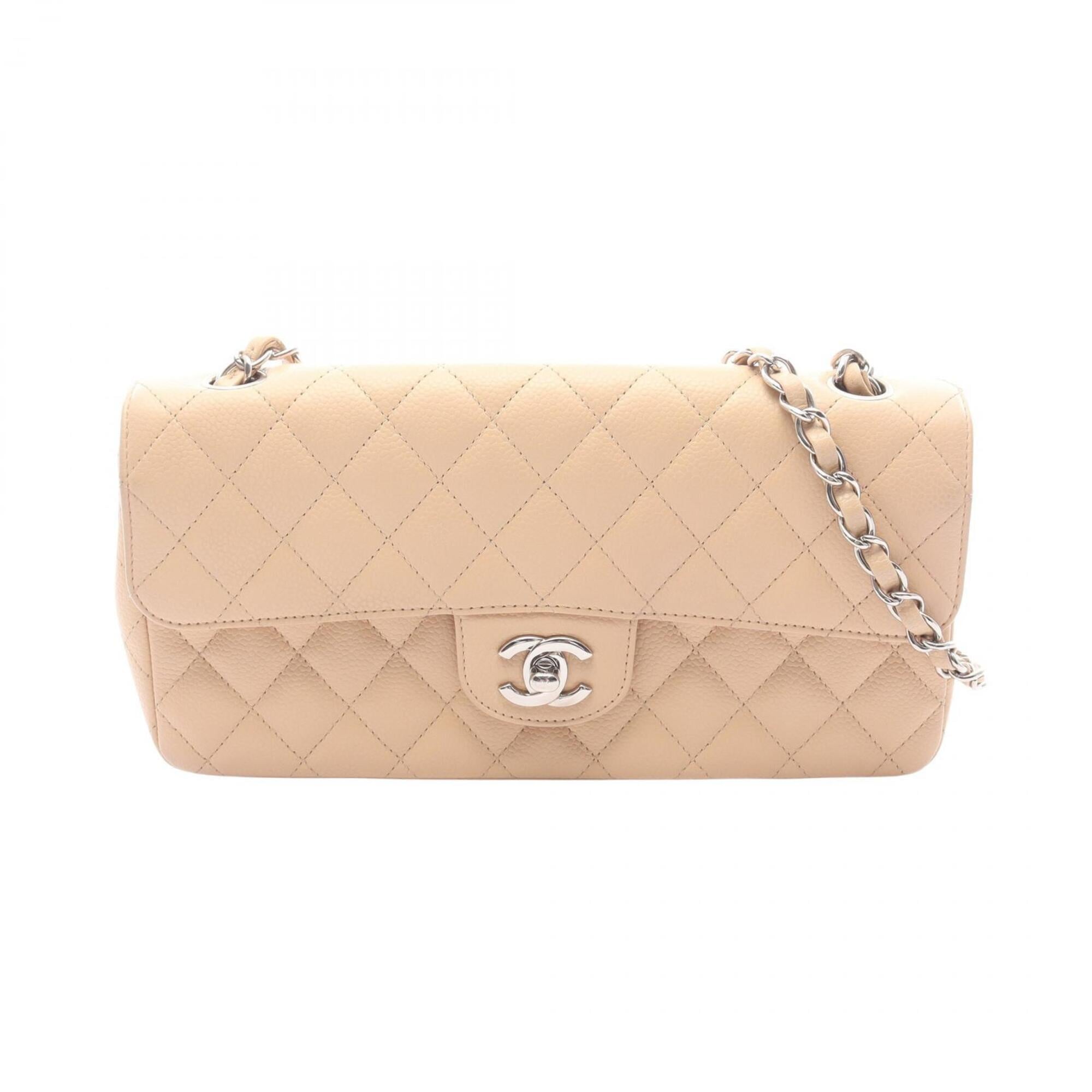 Chanel Beige Leather Handbag Shoulder Bag (Pre-Owned)
