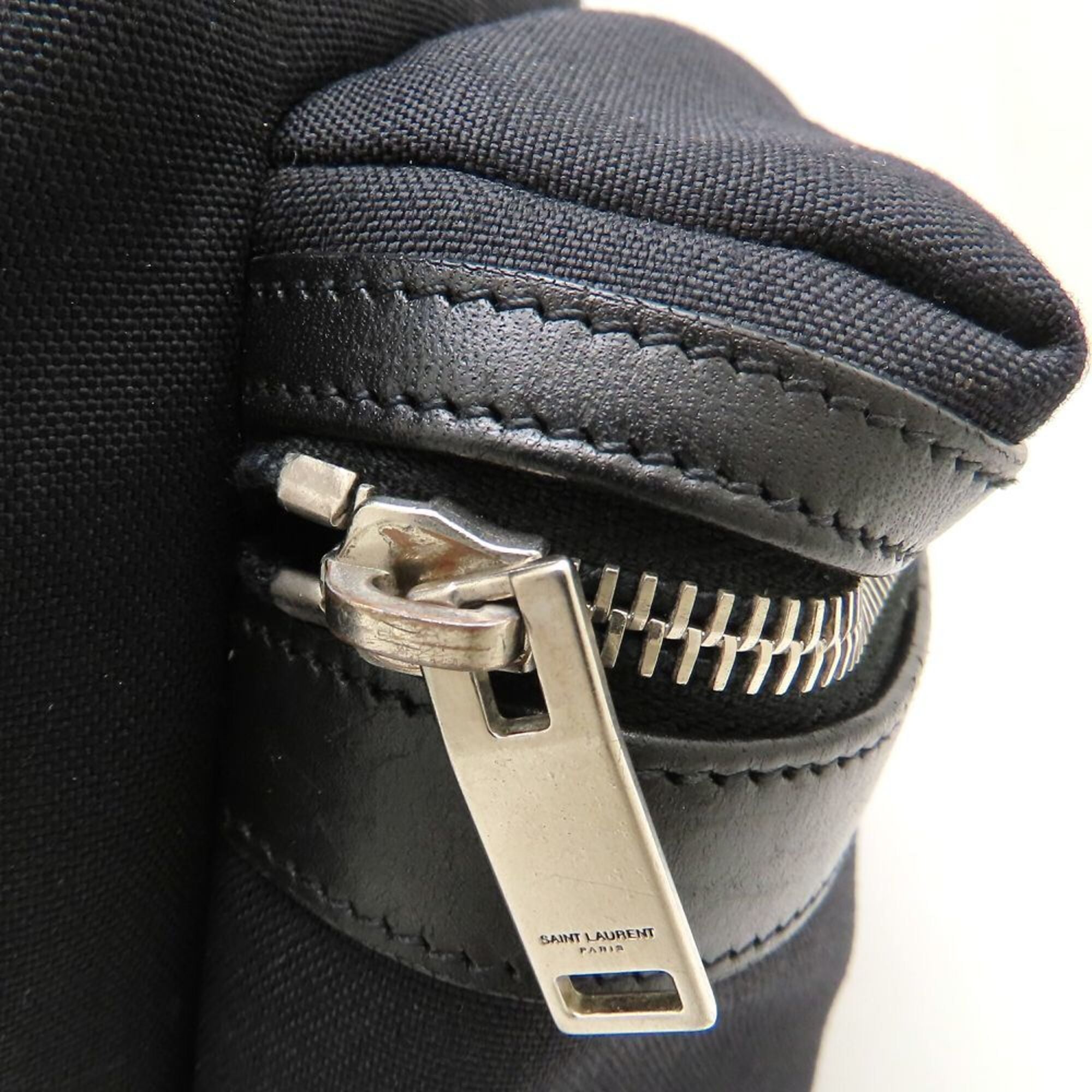 Yves Saint Laurent Black Canvas Leather Backpack (Pre-Owned)