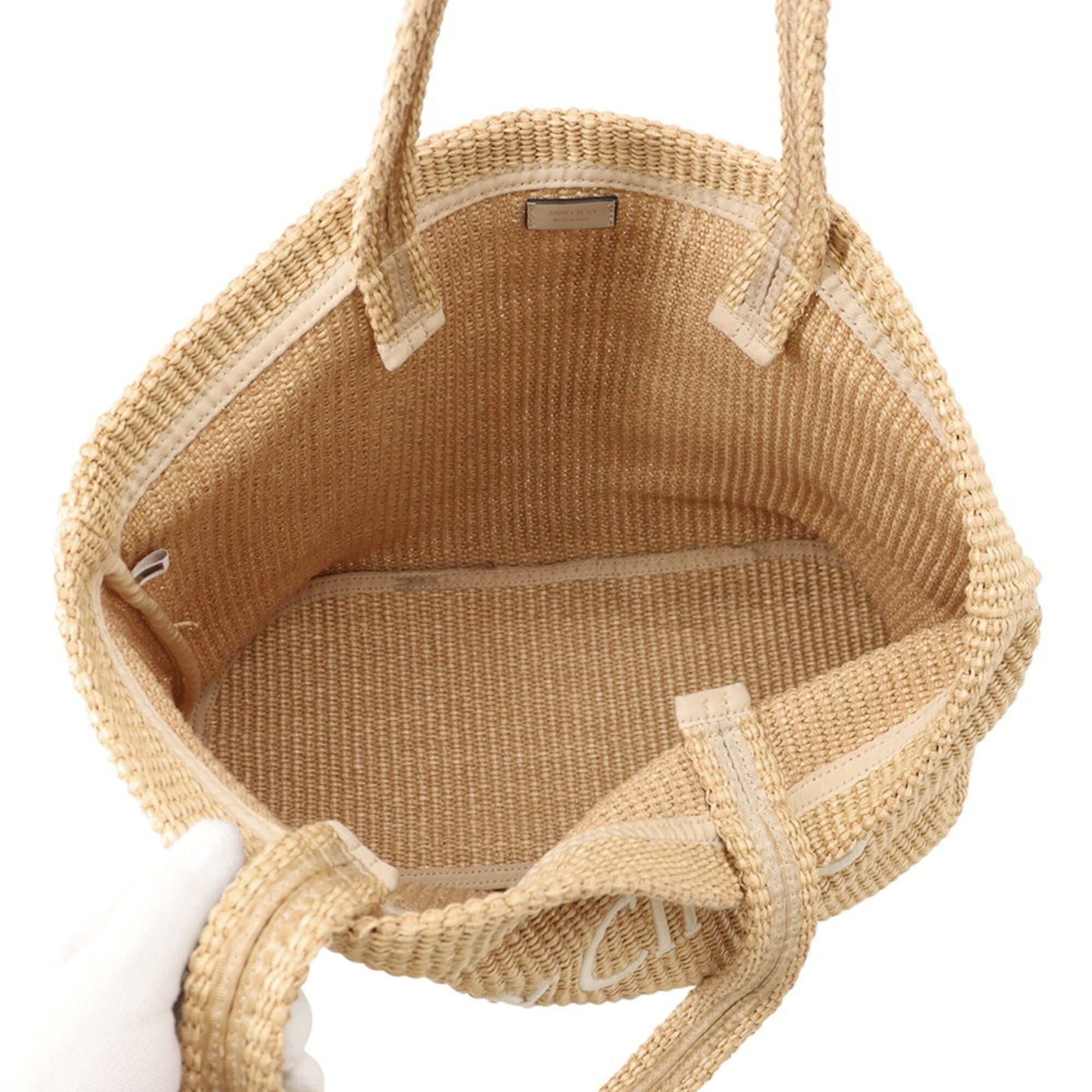 Jimmy Choo Beige Raffia Handbag Tote Bag (Pre-Owned)