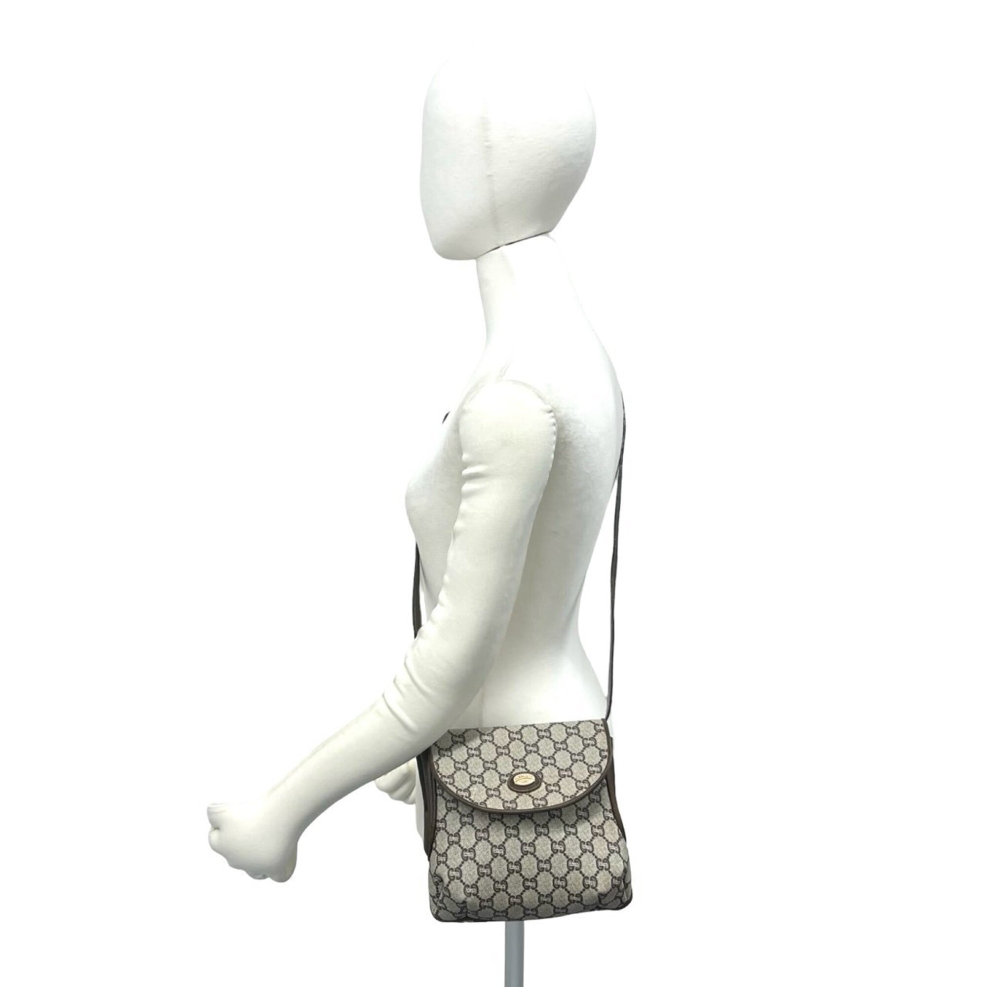 Gucci Brown Leather Pvc Pochette Shoulder Bag (Pre-Owned)
