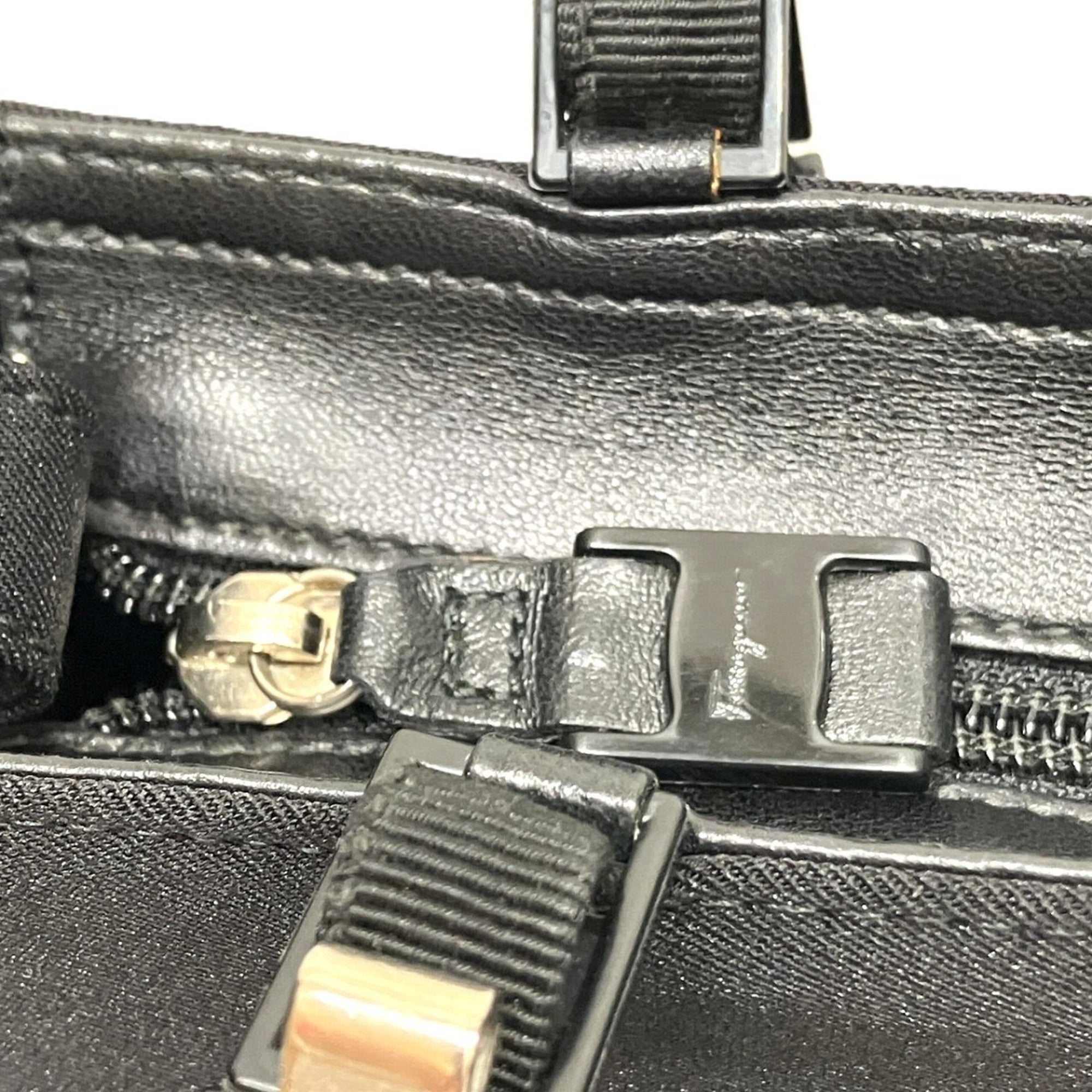 Salvatore Ferragamo Vara Black Nylon Handbag (Pre-Owned)