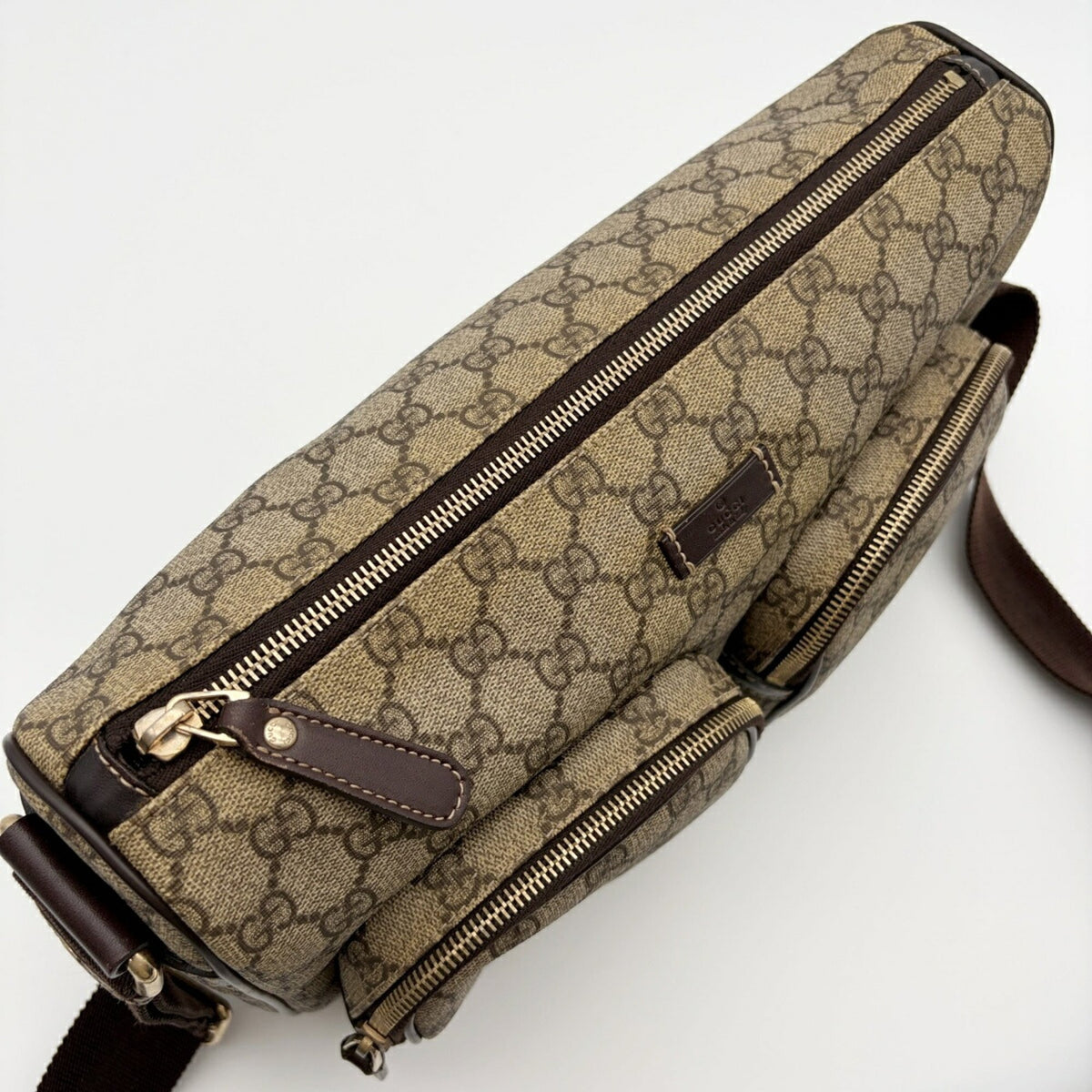 Gucci Beige Dark Brown Pvc Leather Shoulder Bag (Pre-Owned)