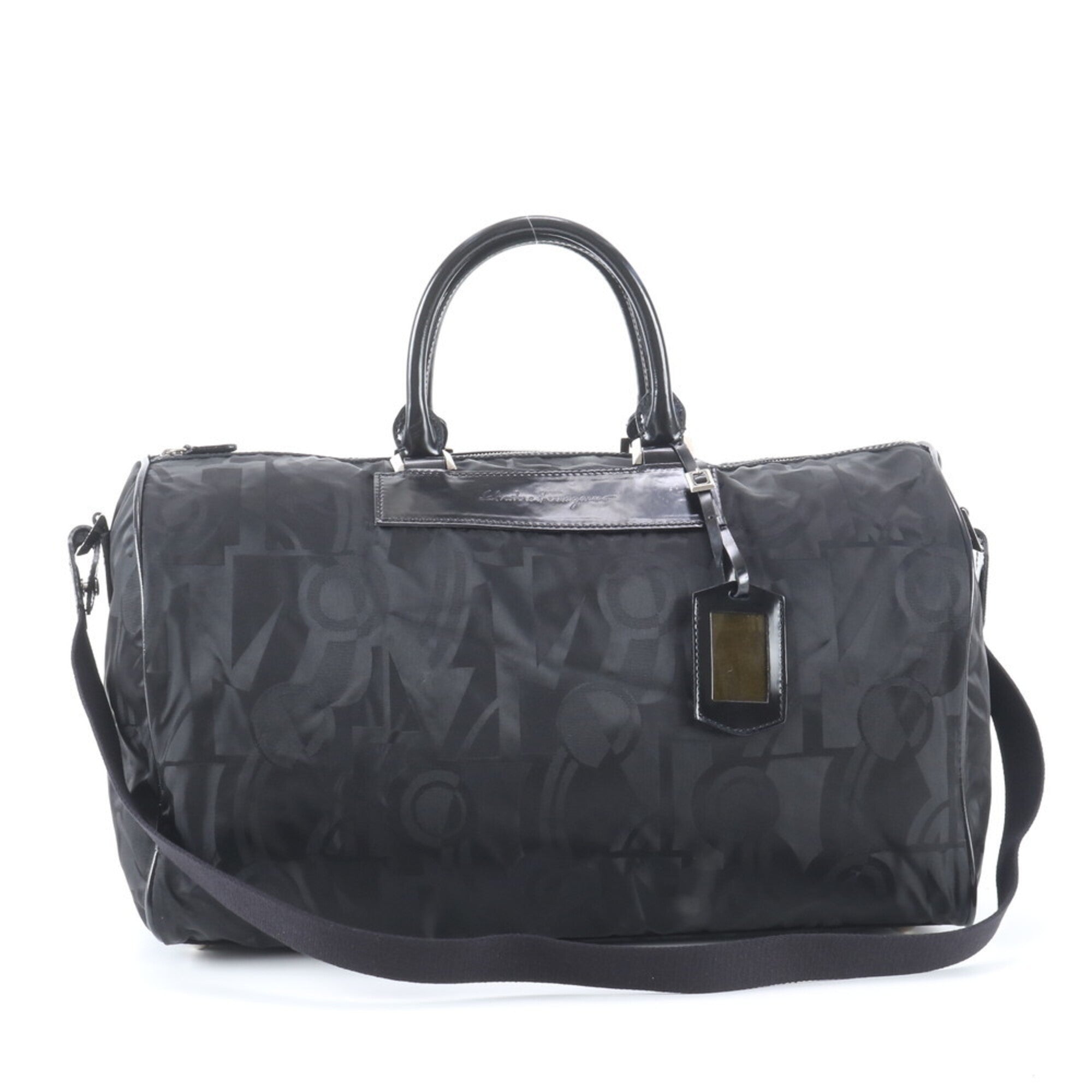 Salvatore Ferragamo Black Leather Nylon Handbag (Pre-Owned)