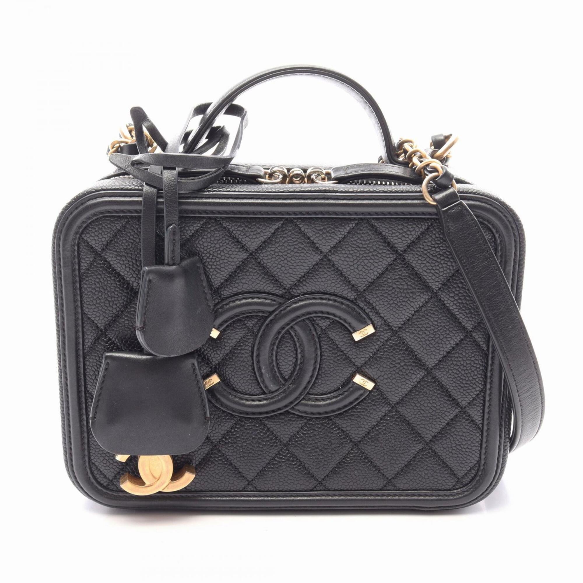 Chanel Black Grained Calfskin Handbag Shoulder Bag Vanity Bag (Pre-Owned)