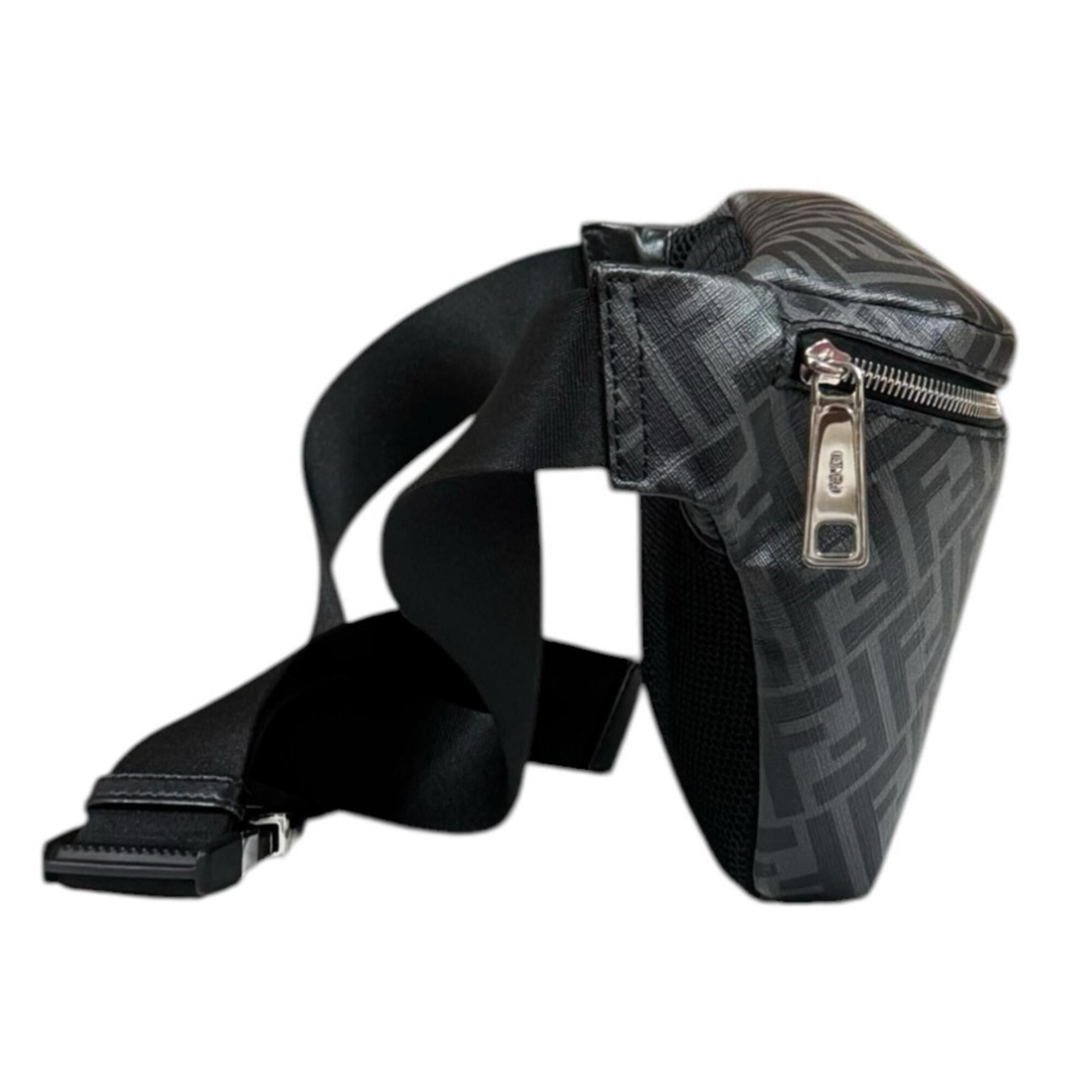 Fendi Zucca Black Gray Pvc Leather Fanny Pack (Pre-Owned)