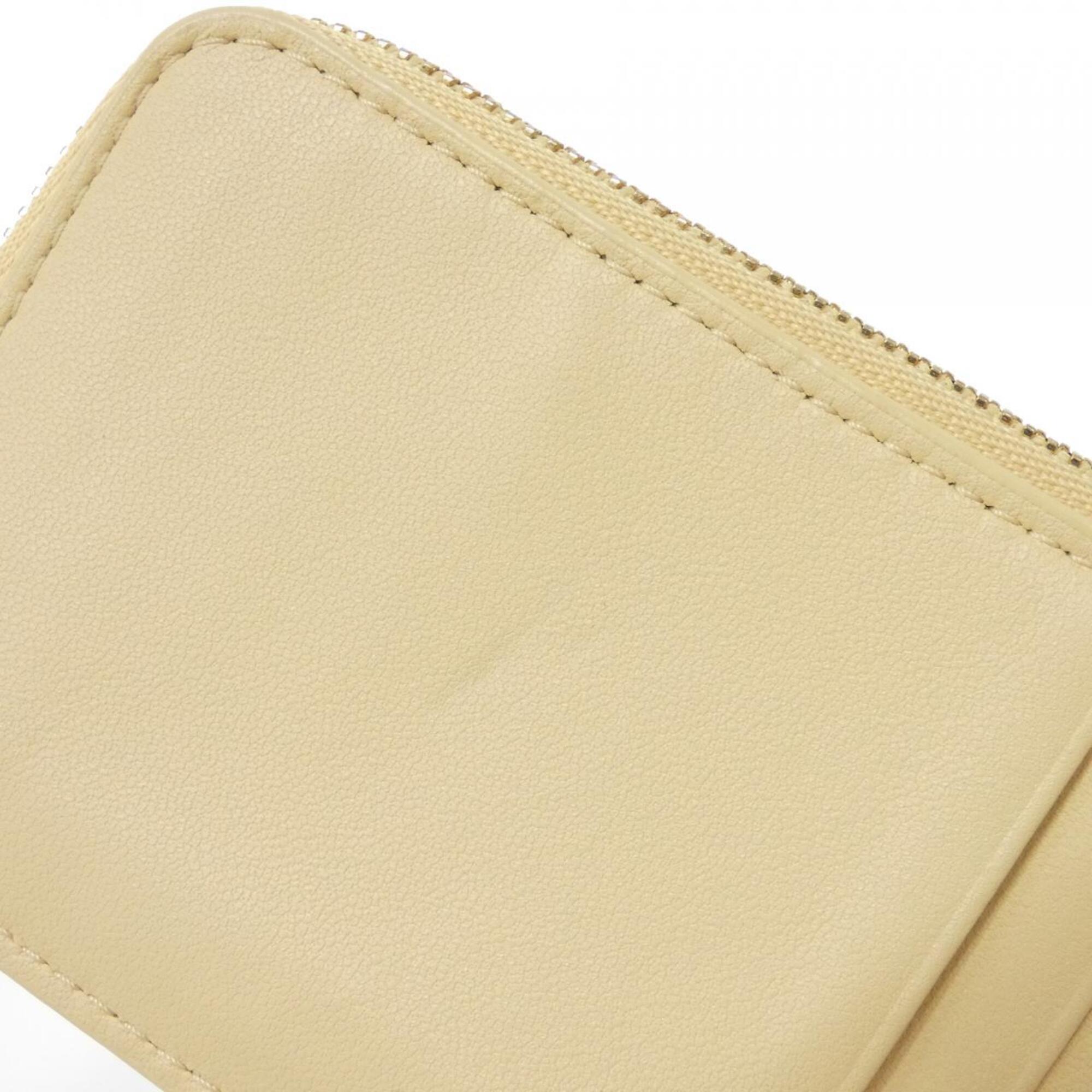 Christian Dior Pale Yellow Leather Coin Purse/Coin Case (Pre-Owned)