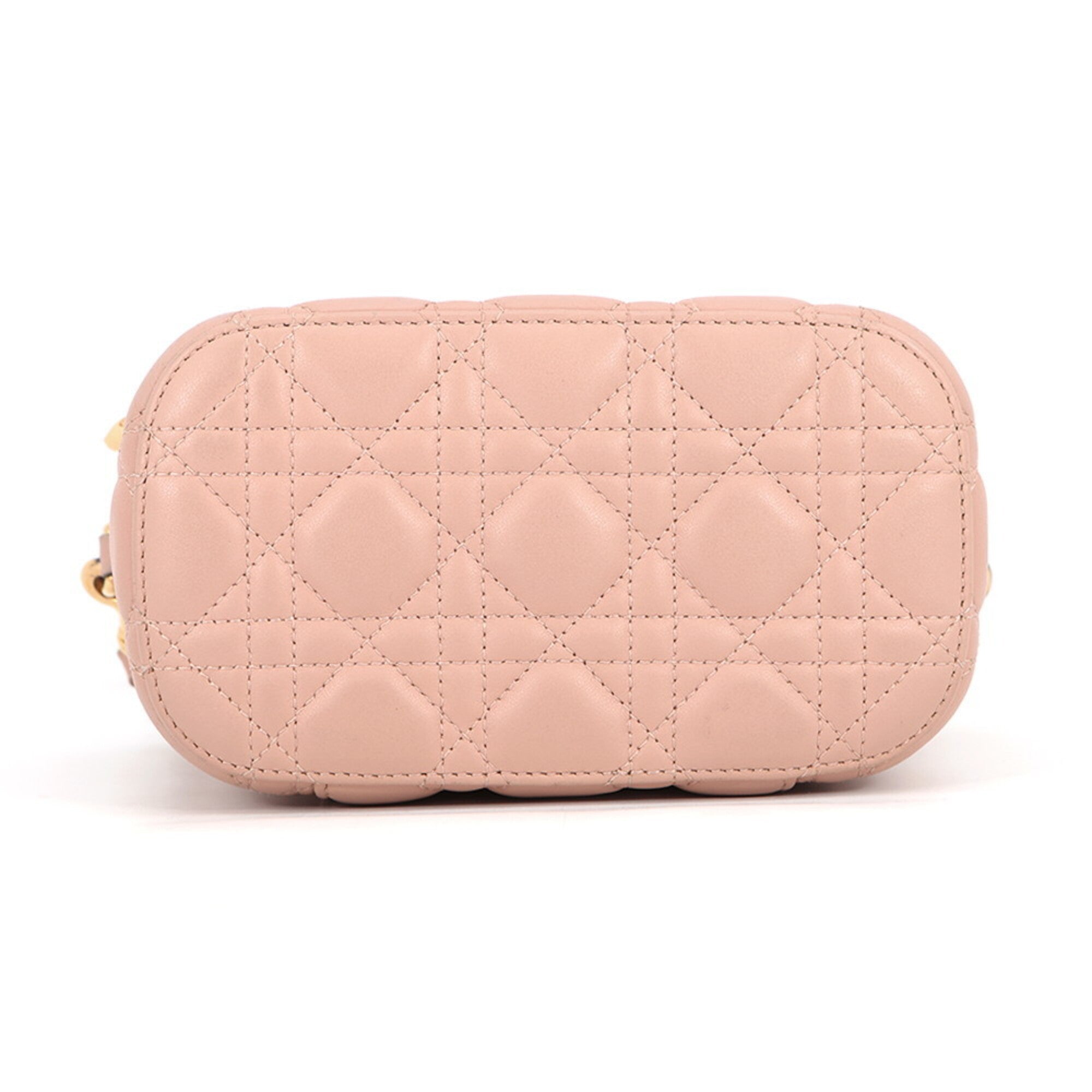 Christian Dior Pink Beige Leather Handbag Vanity Bag (Pre-Owned)