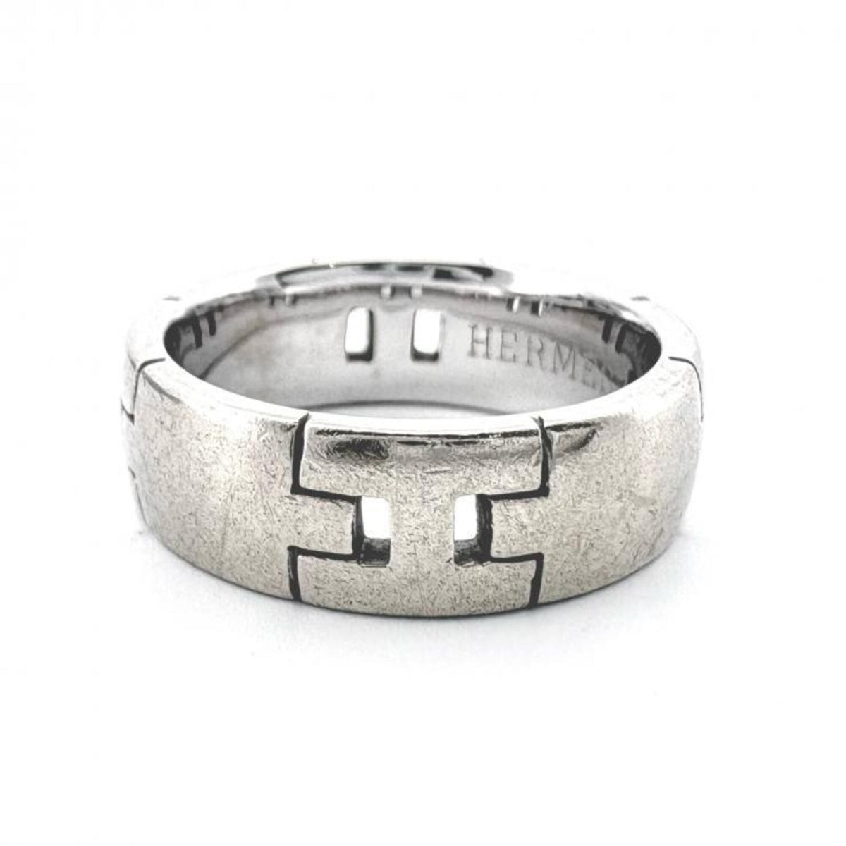 Hermes Silver White Gold (18K) Band Ring (Pre-Owned)