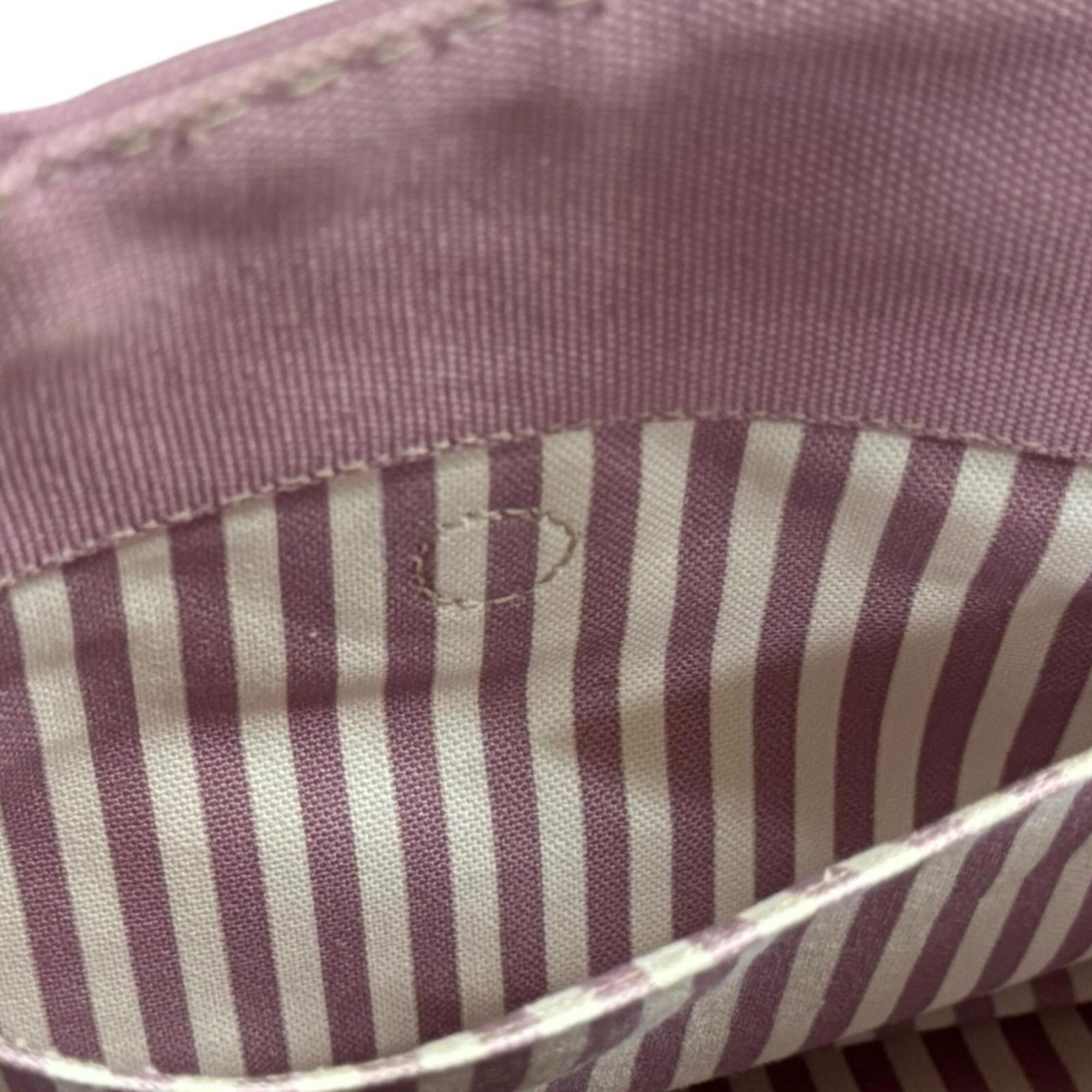 Prada Bianco Pink Canvas Shoulder Bag (Pre-Owned)