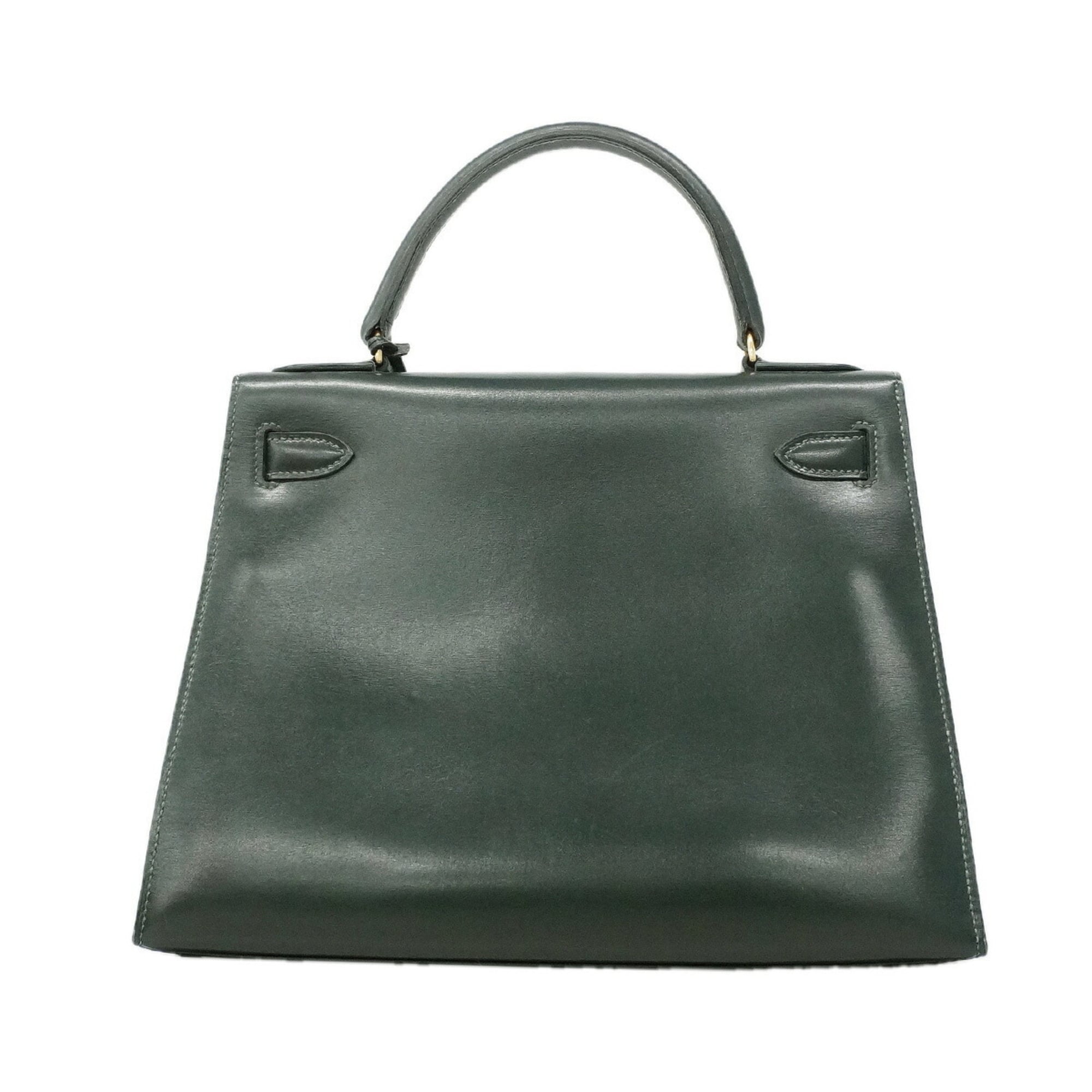 Hermes Green Box Calf Leather Handbag (Pre-Owned)