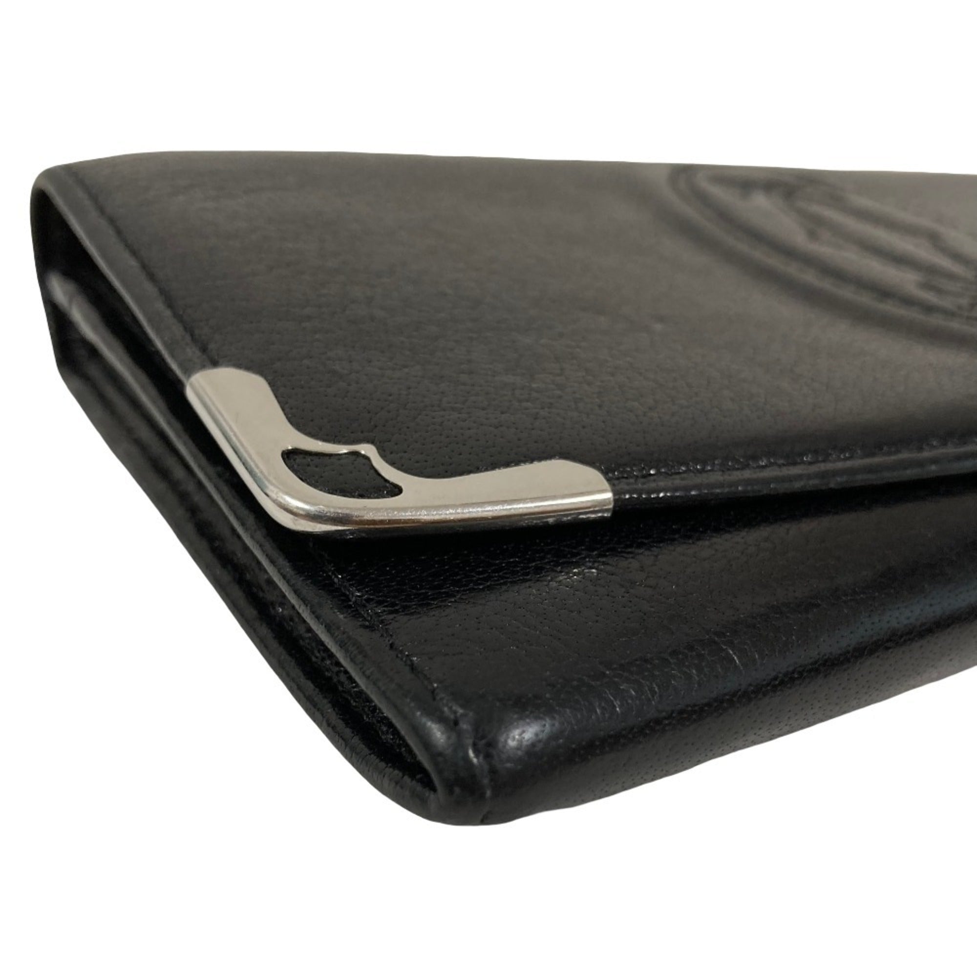 Cartier Black Leather Long Wallet (Bi-Fold) (Pre-Owned)