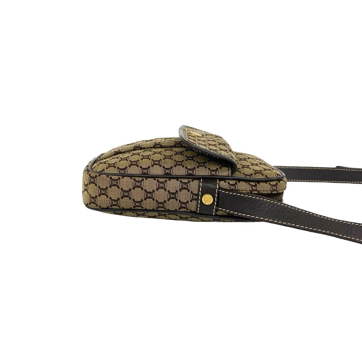 Celine Brown Canvas Leather Pochette Shoulder Bag (Pre-Owned)