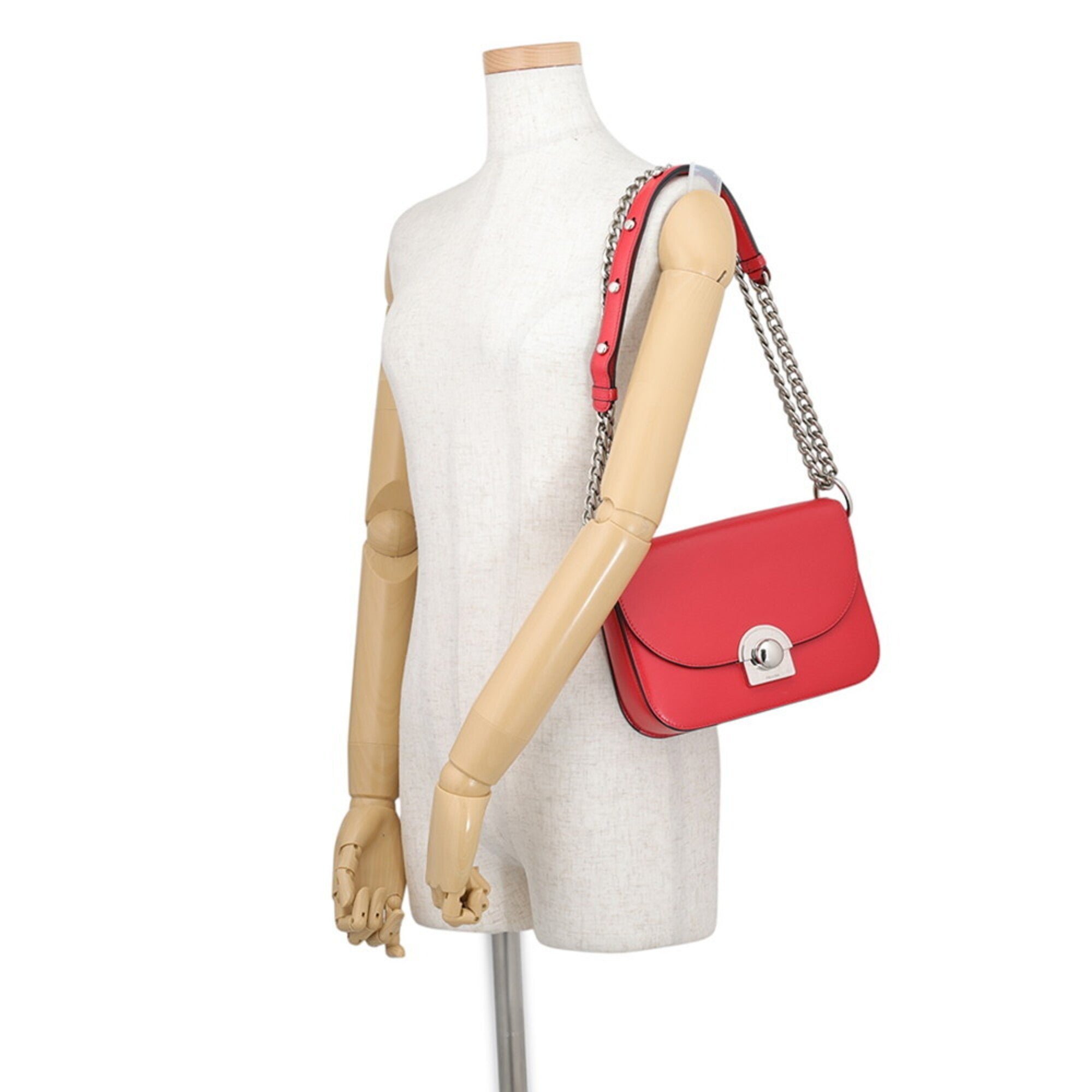 Prada Red Color Leather Shoulder Bag (Pre-Owned)
