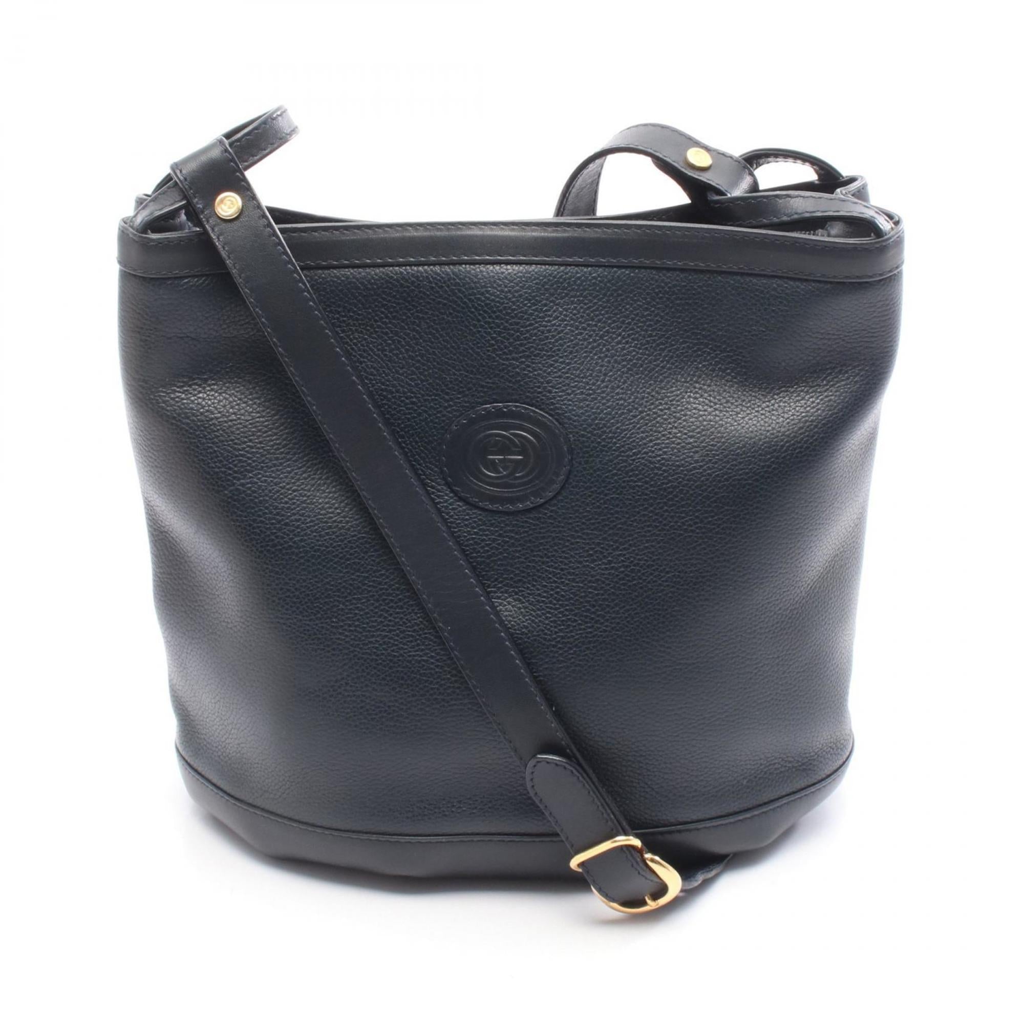 Gucci Navy Leather Shoulder Bag (Pre-Owned)