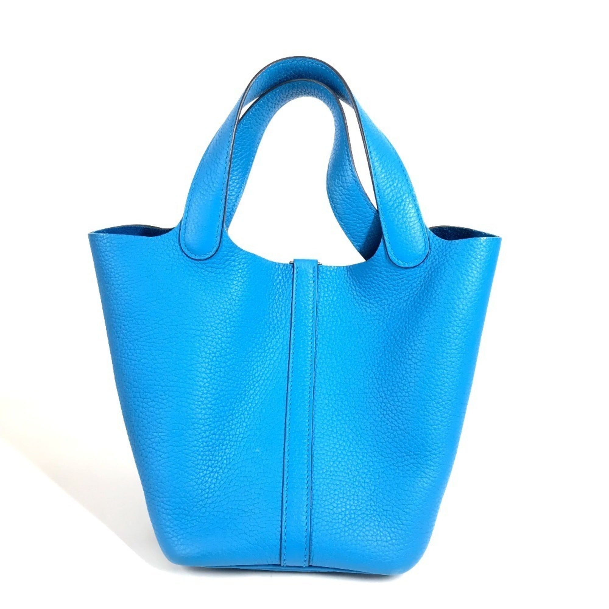 Hermes Blue Taurillon Clemence Leather Handbag Tote Bag (Pre-Owned)