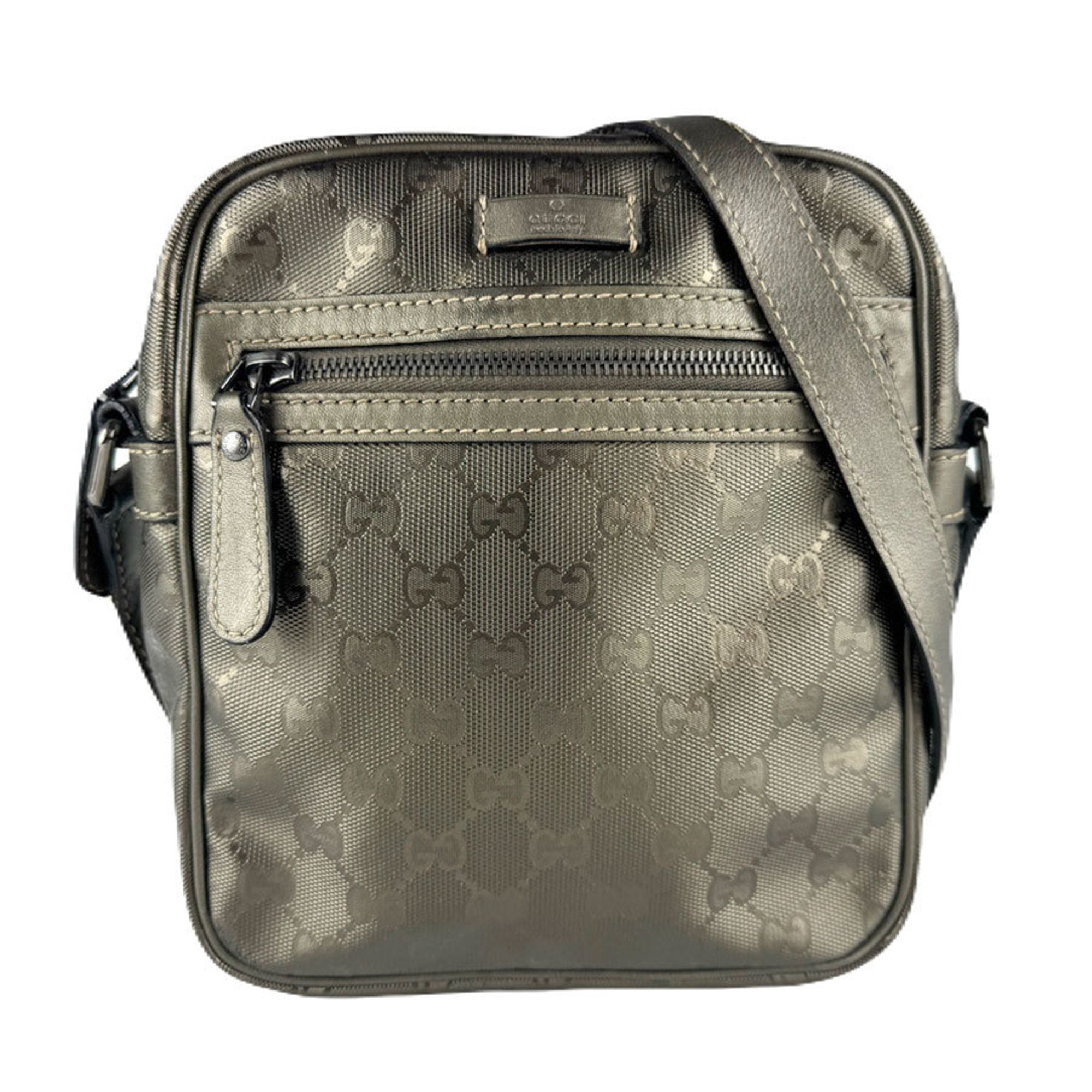Gucci Gg Imprimé Khaki Pvc Leather Shoulder Bag (Pre-Owned)