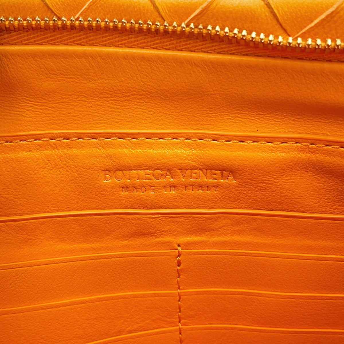 Bottega Veneta Intrecciato Orange Leather Clutch Bag Document Case Handbag (Pre-Owned)