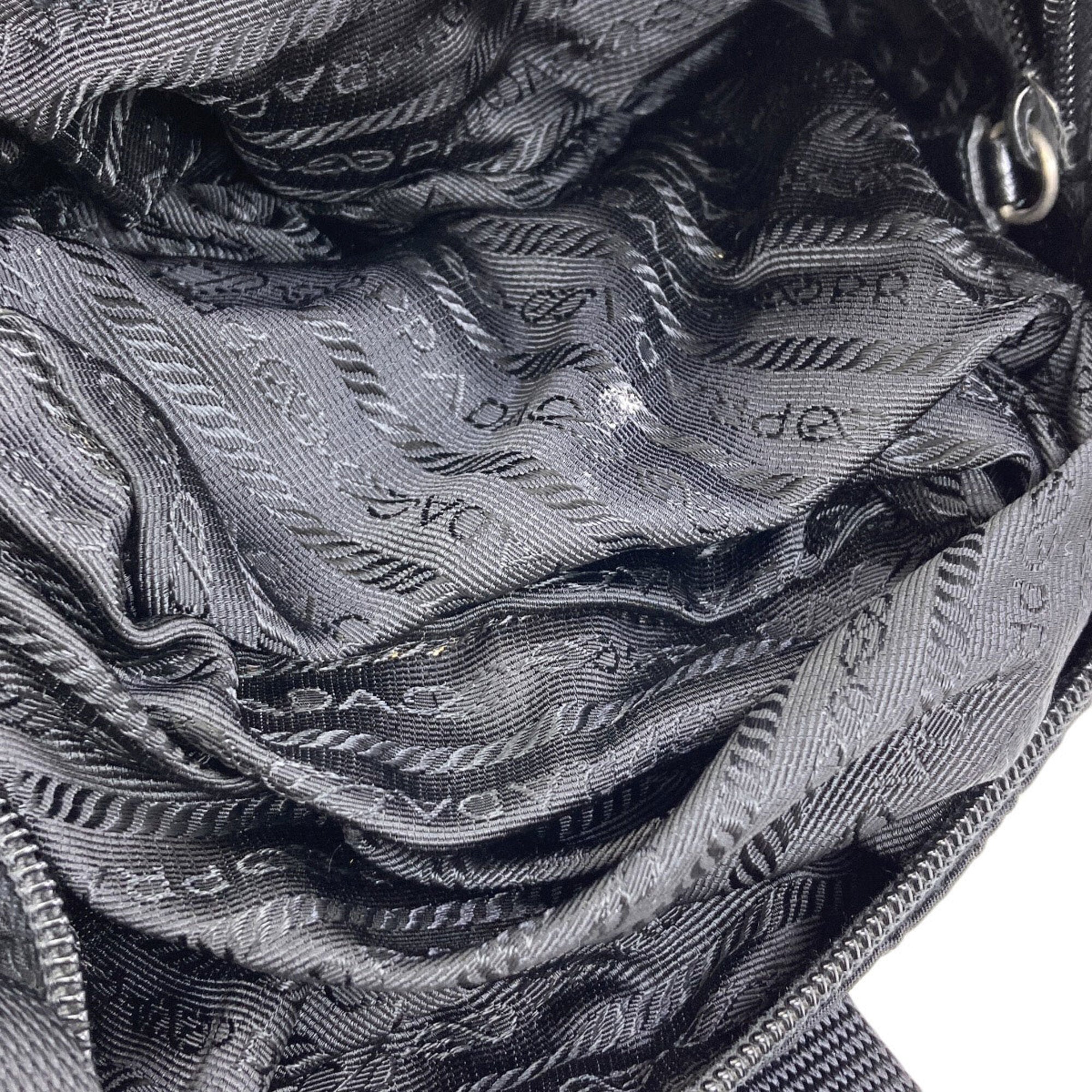 Prada Black Nylon Leather Handbag (Pre-Owned)