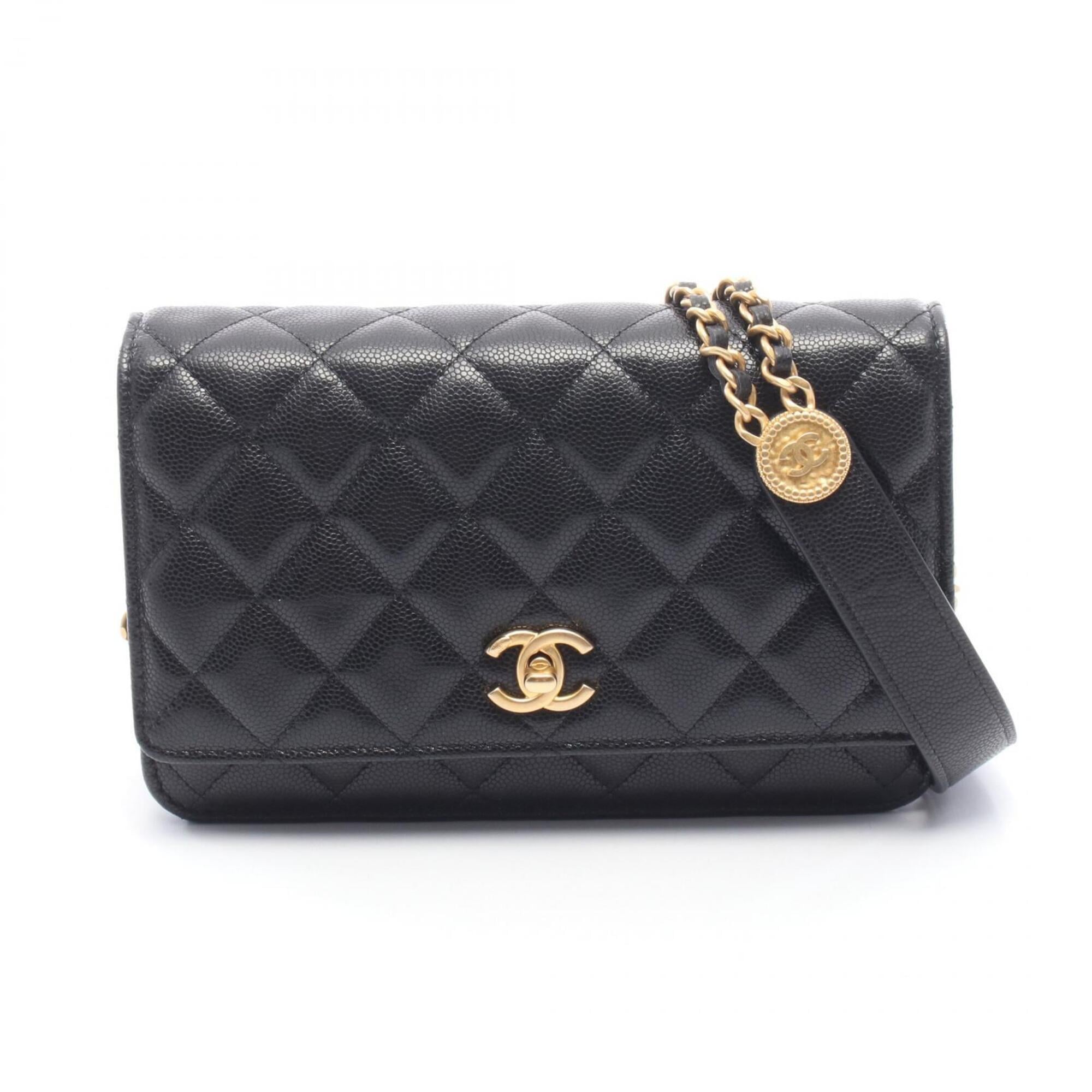 Chanel Black Grained Calfskin Handbag Shoulder Bag (Pre-Owned)