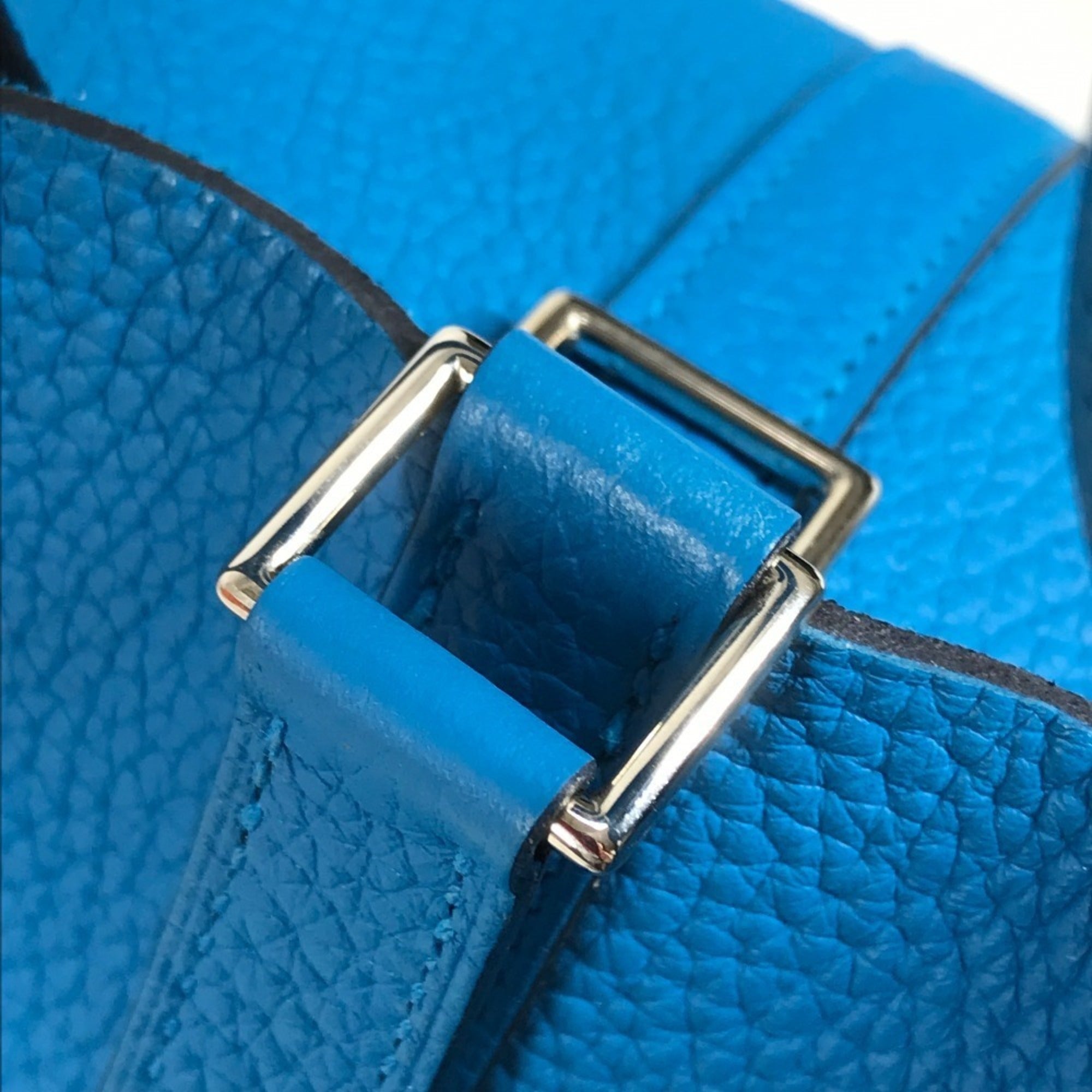 Hermes Blue Taurillon Clemence Leather Handbag Tote Bag (Pre-Owned)