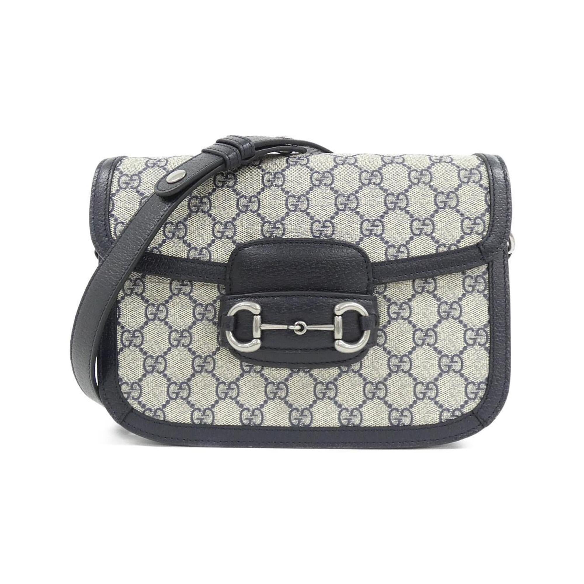 Gucci Beige Blue Gg Supreme Leather Shoulder Bag (Pre-Owned)