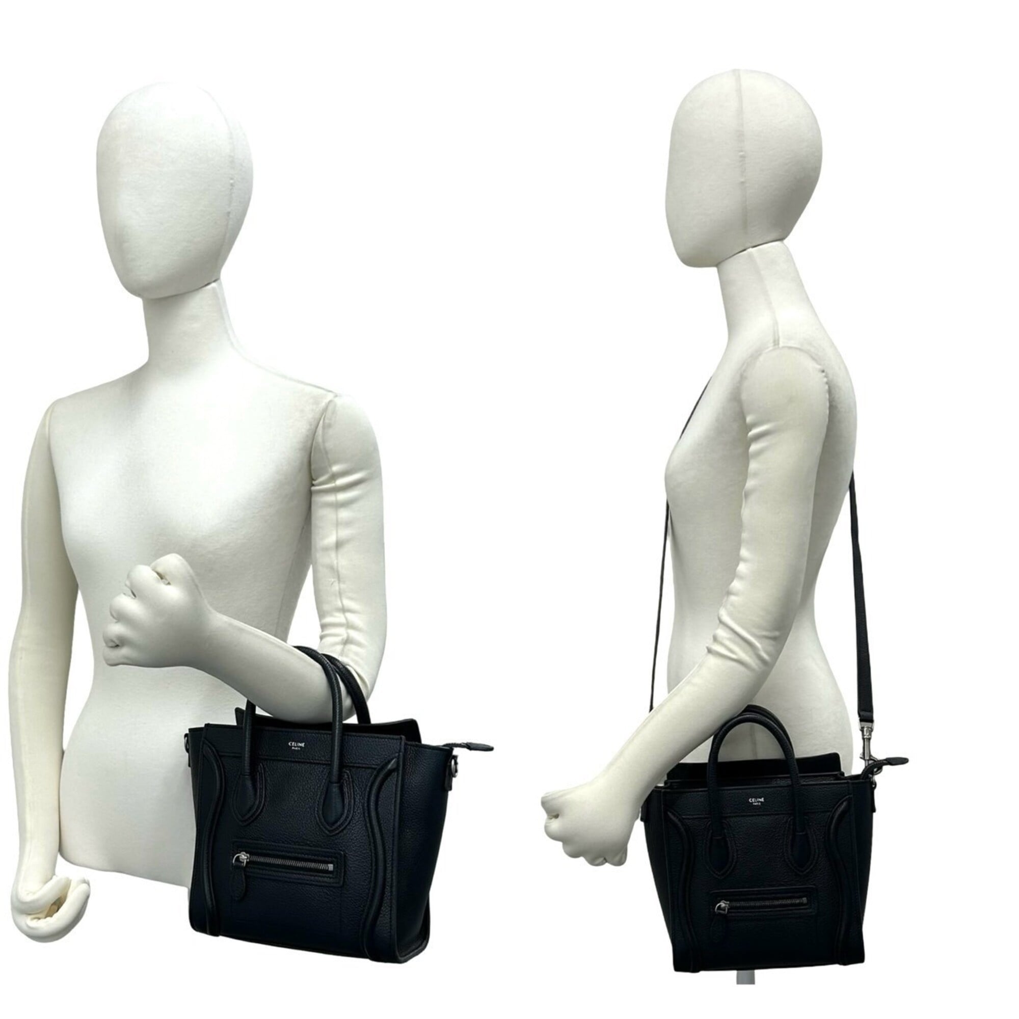 Celine Black Leather Handbag Shoulder Bag Tote Bag (Pre-Owned)