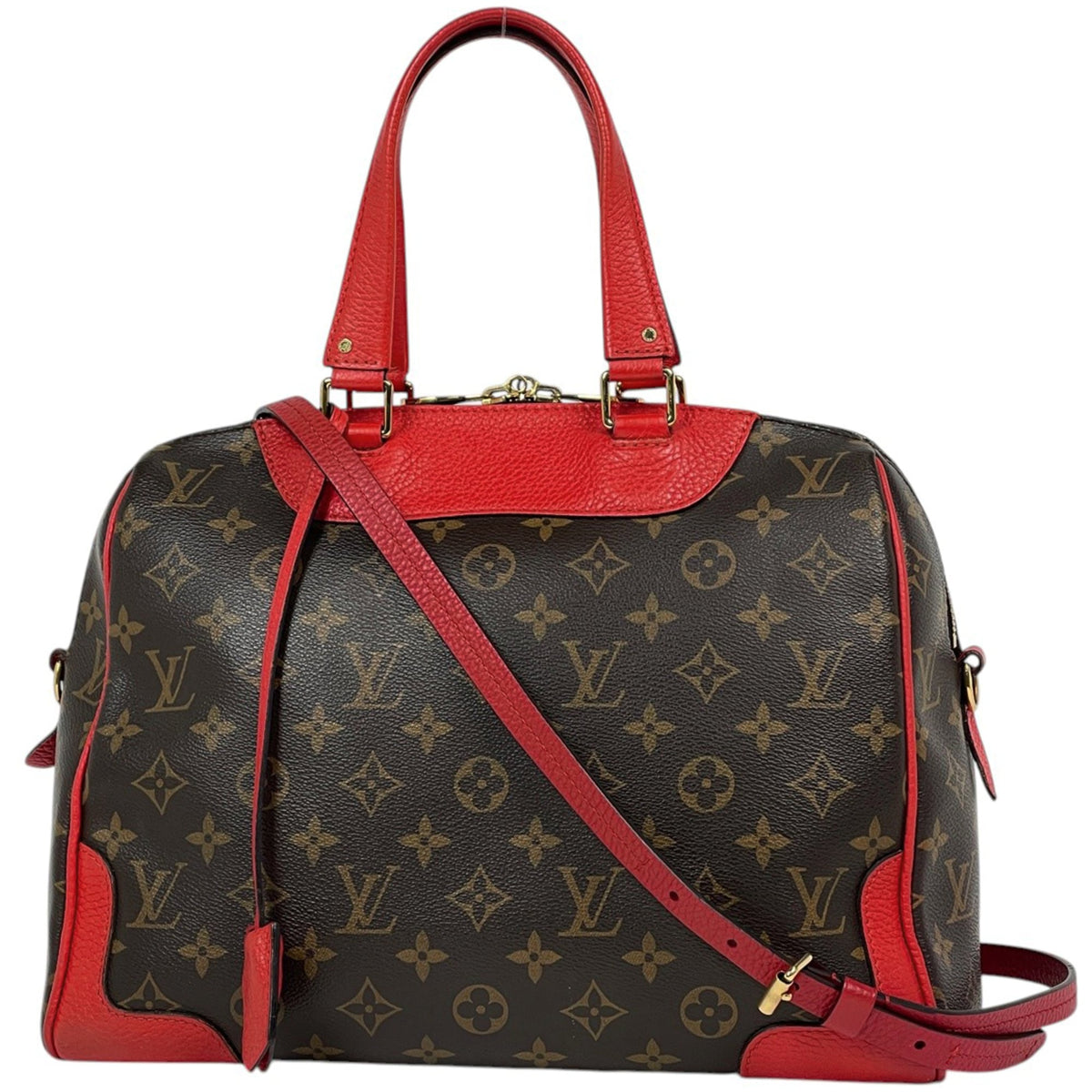 Louis Vuitton Brown Coquelicots Red Color Monogram Handbag (Pre-Owned)