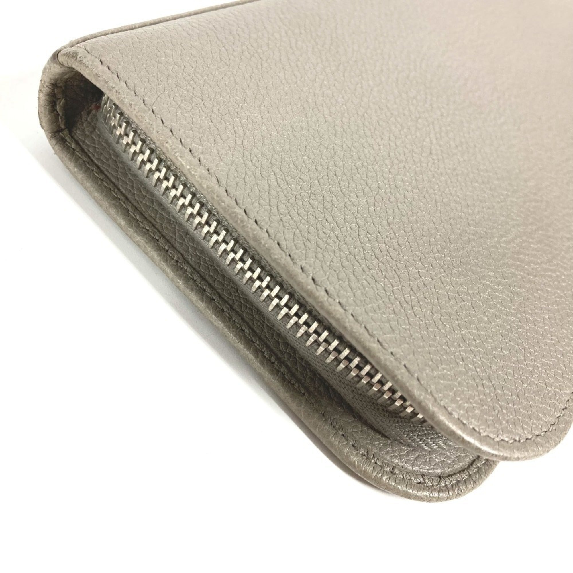 Yves Saint Laurent Gray Leather Long Wallet (Bi-Fold) (Pre-Owned)