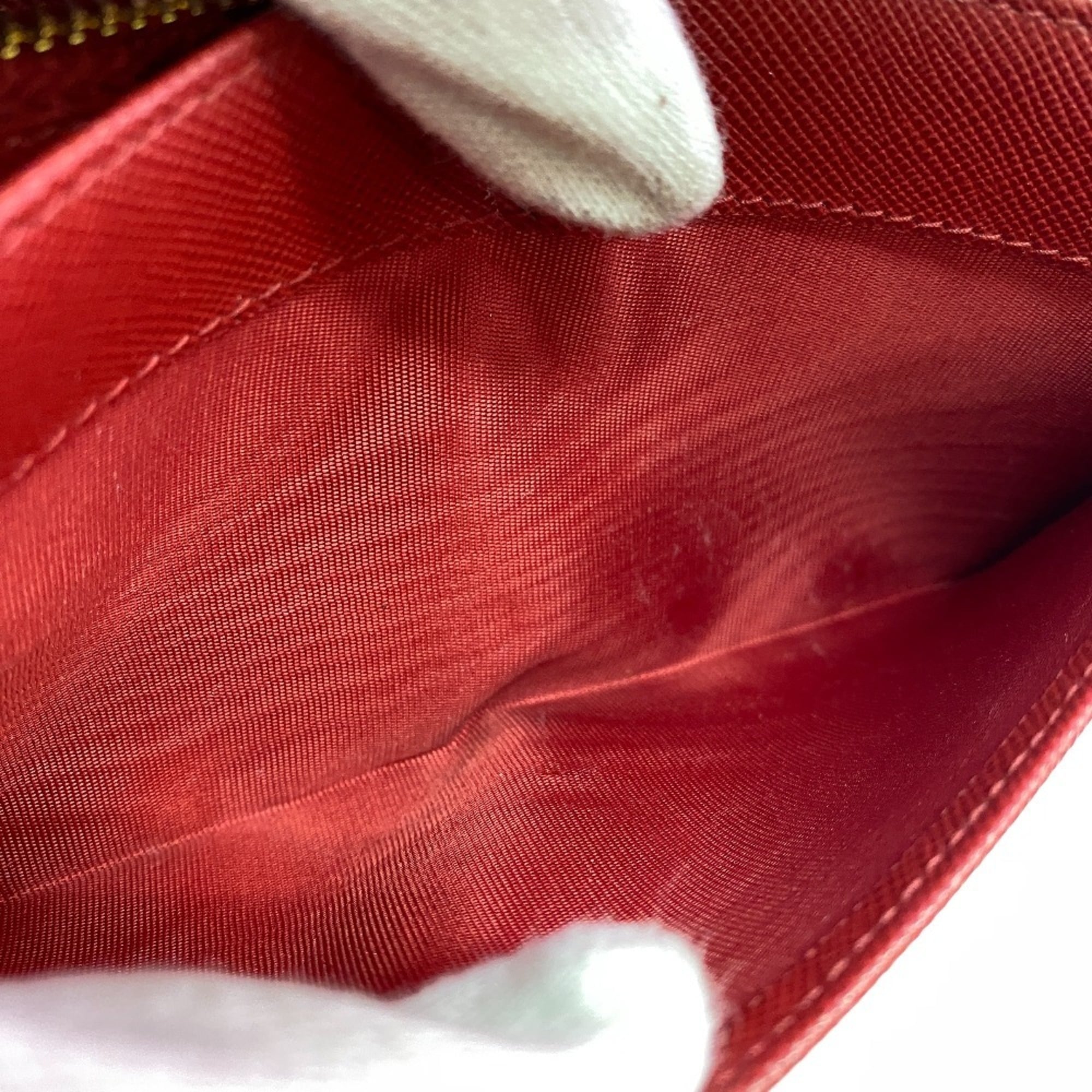 Prada Saffiano Red Color Leather Wallet (Bi-Fold) (Pre-Owned)