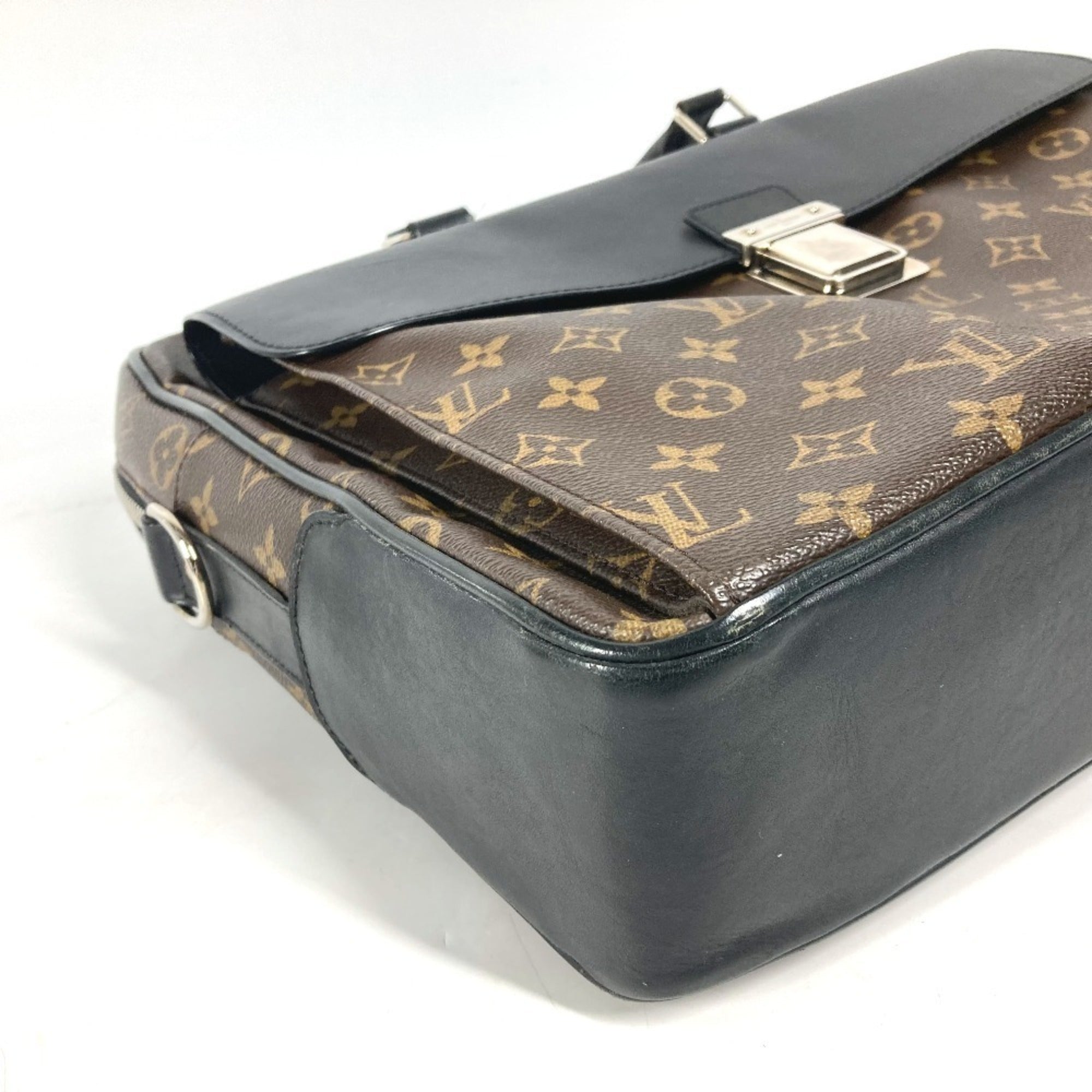 Louis Vuitton Black Brown Monogram Canvas Briefcase Shoulder Bag (Pre-Owned)