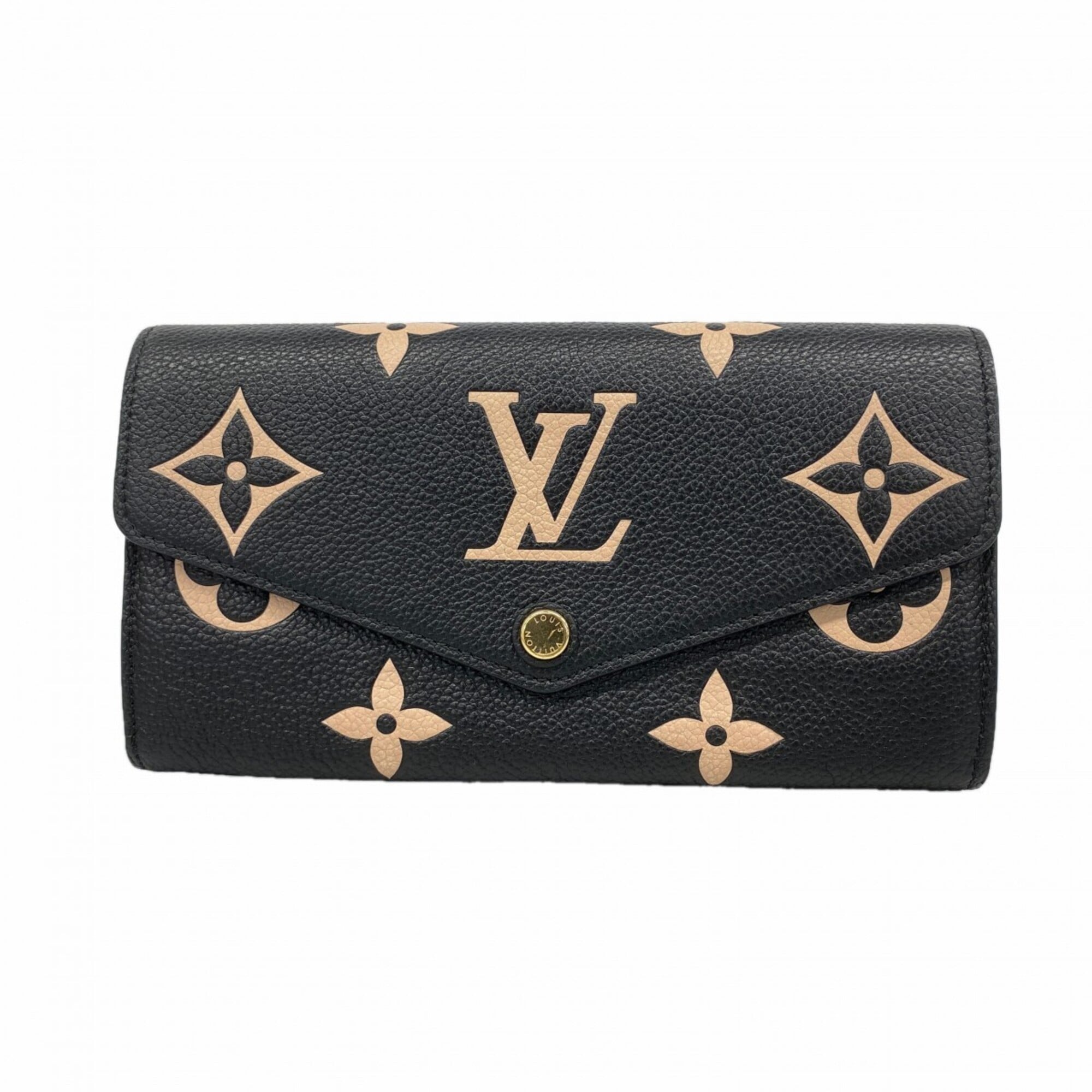 Louis Vuitton Beige Black Long Wallet (Bi-Fold) (Pre-Owned)