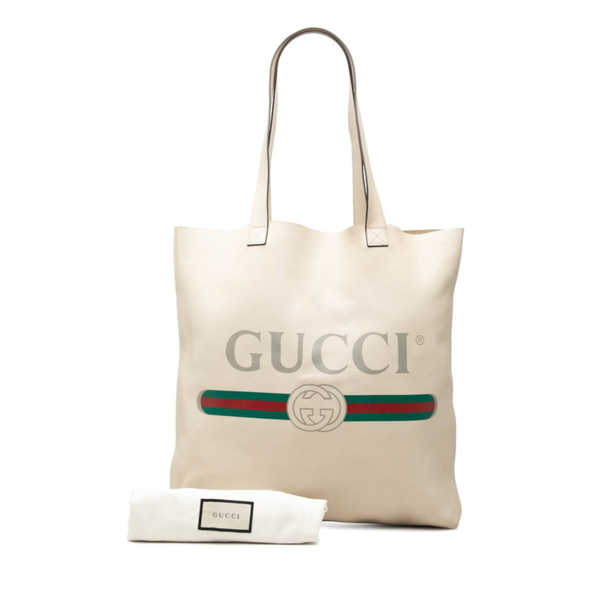 Gucci Ivory White Leather Shoulder Bag Tote Bag (Pre-Owned)