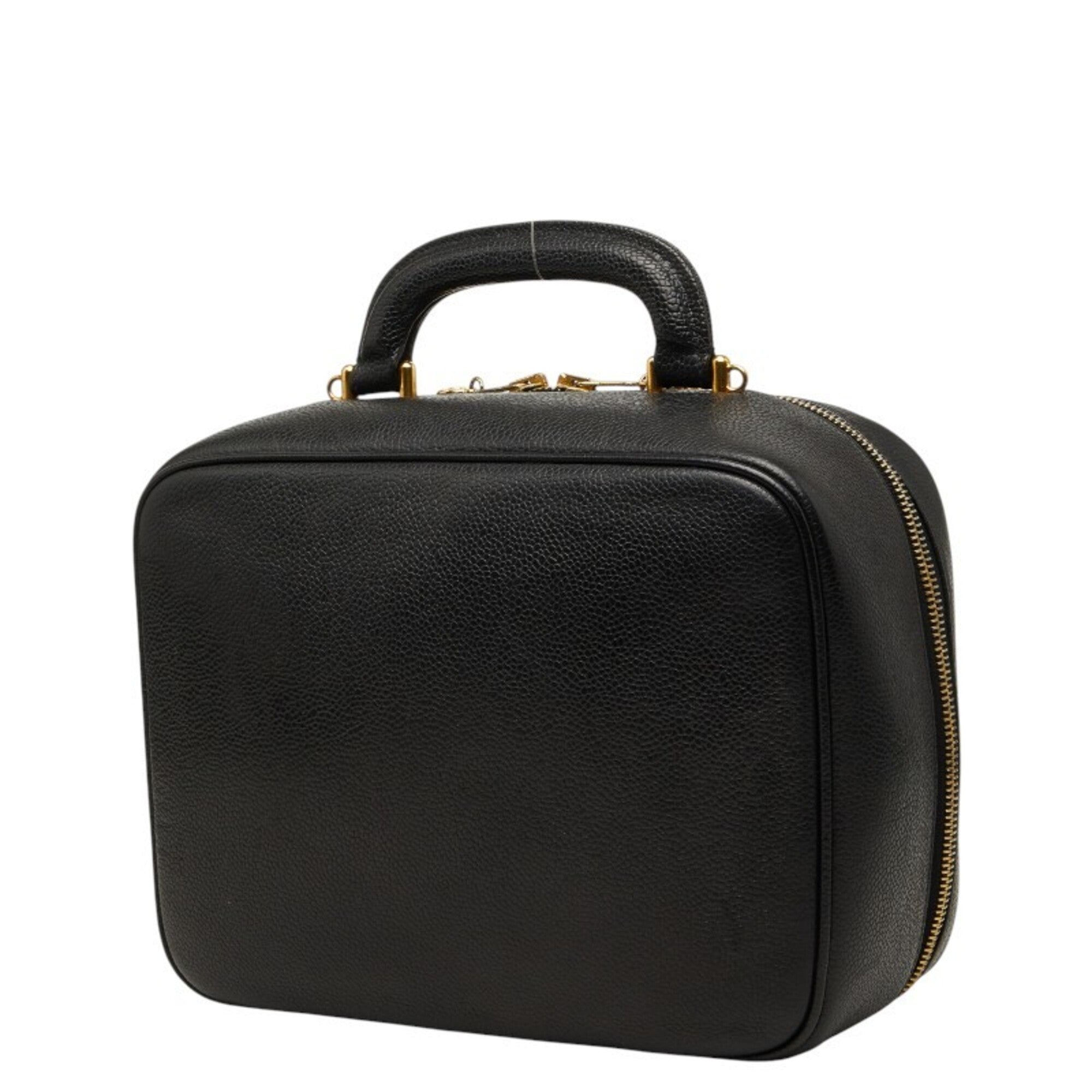 Chanel Black Grained Calfskin Handbag Shoulder Bag Vanity Bag (Pre-Owned)
