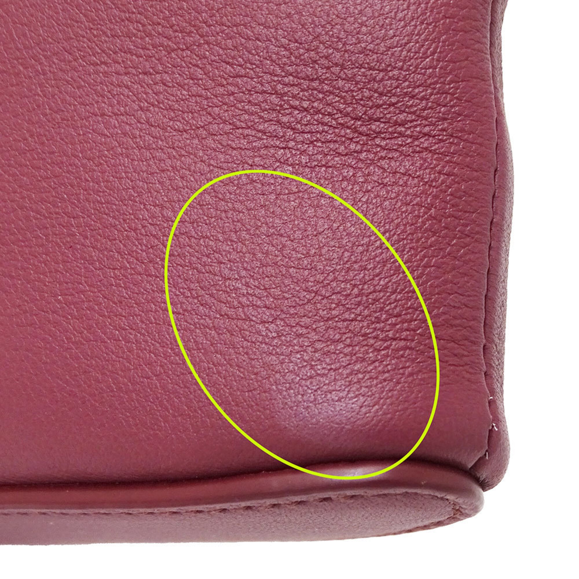 Loewe Bordeaux Leather Clutch Bag Handbag (Pre-Owned)