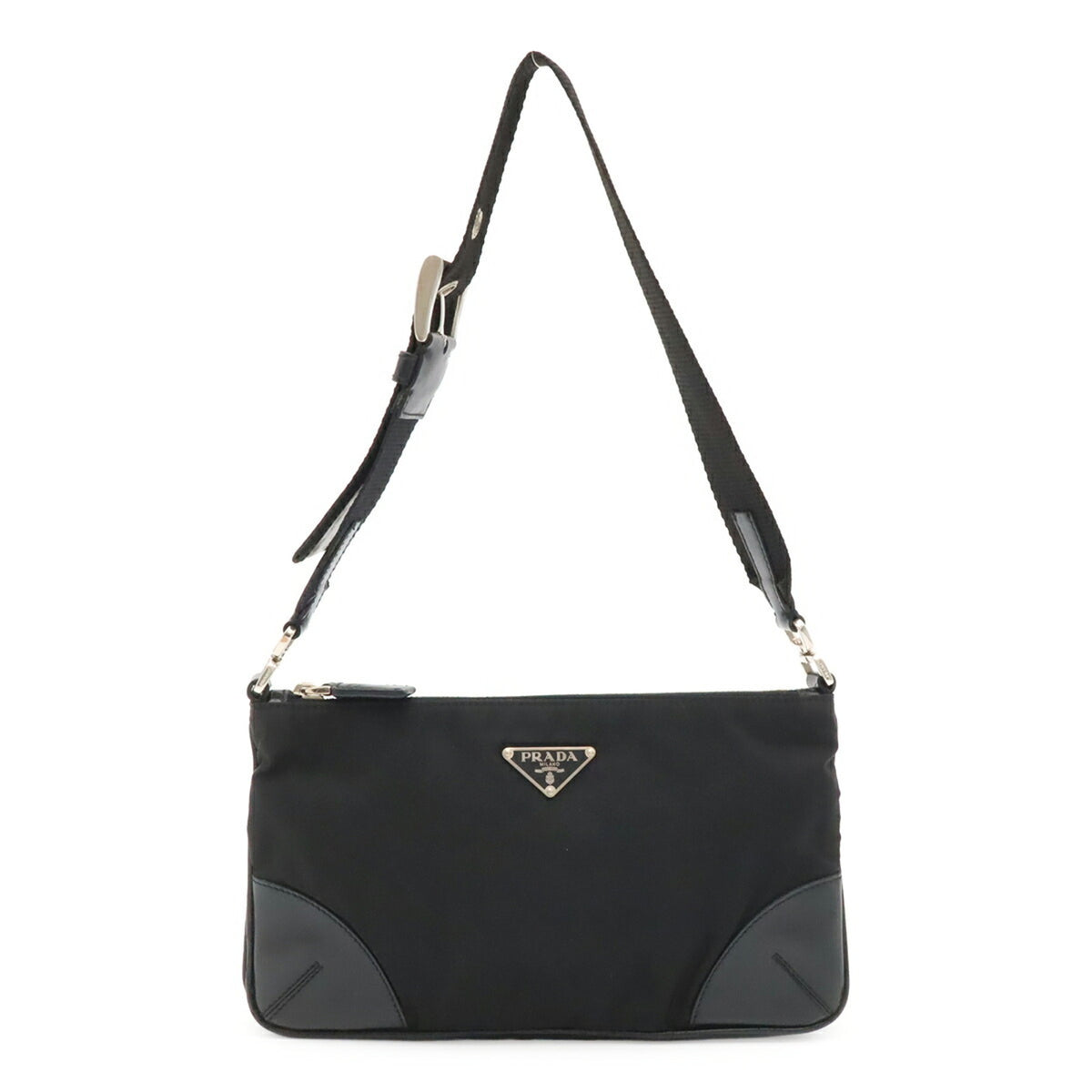 Prada Black Nero Nylon Leather Shoulder Bag (Pre-Owned)
