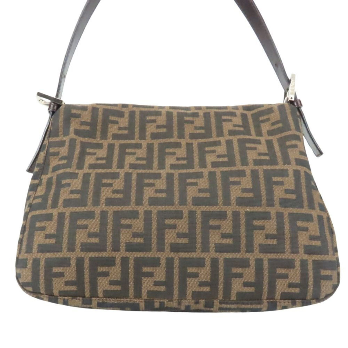 Fendi Zucca Black Brown Canvas Leather Shoulder Bag (Pre-Owned)