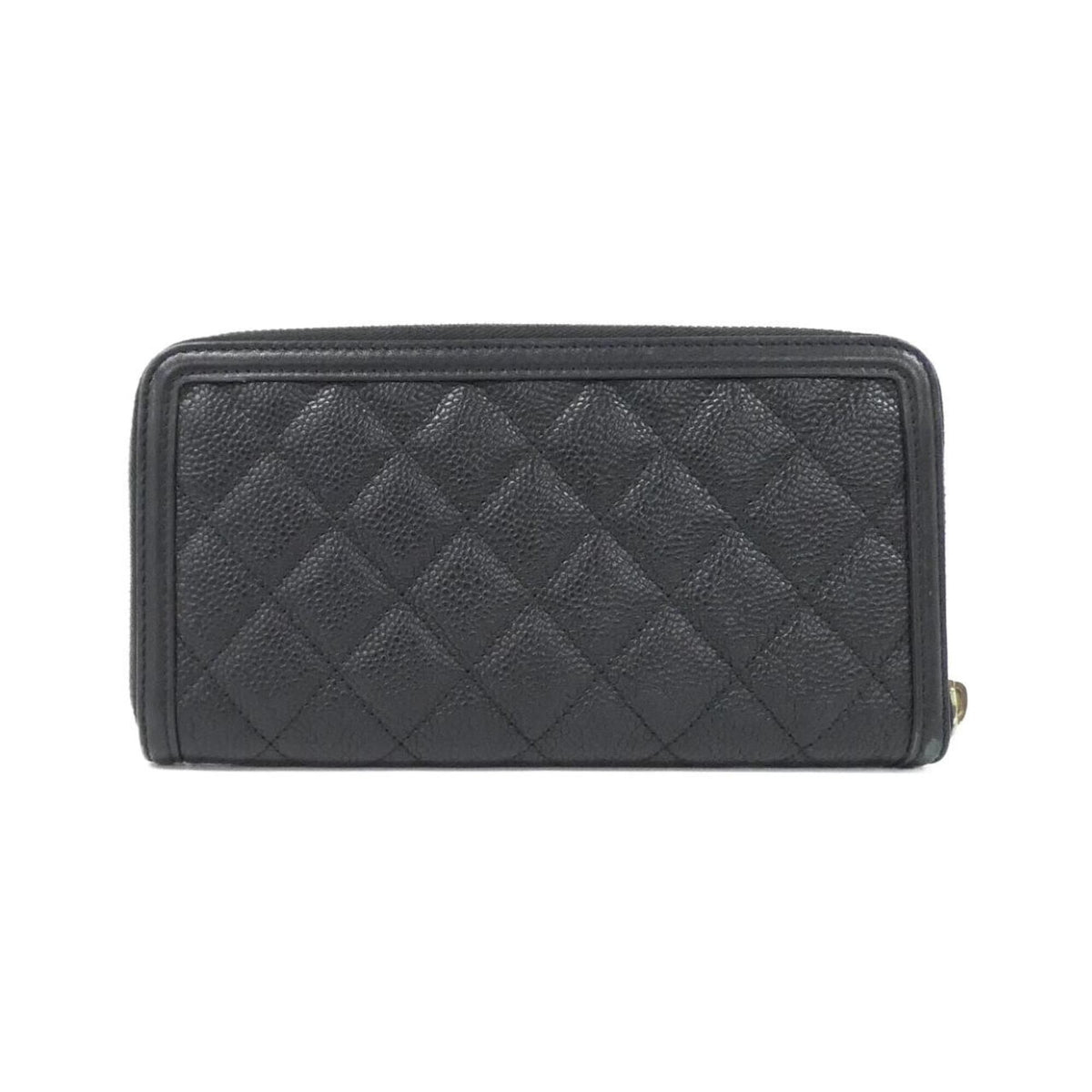 Chanel Black Grained Calfskin Long Wallet (Bi-Fold) (Pre-Owned)