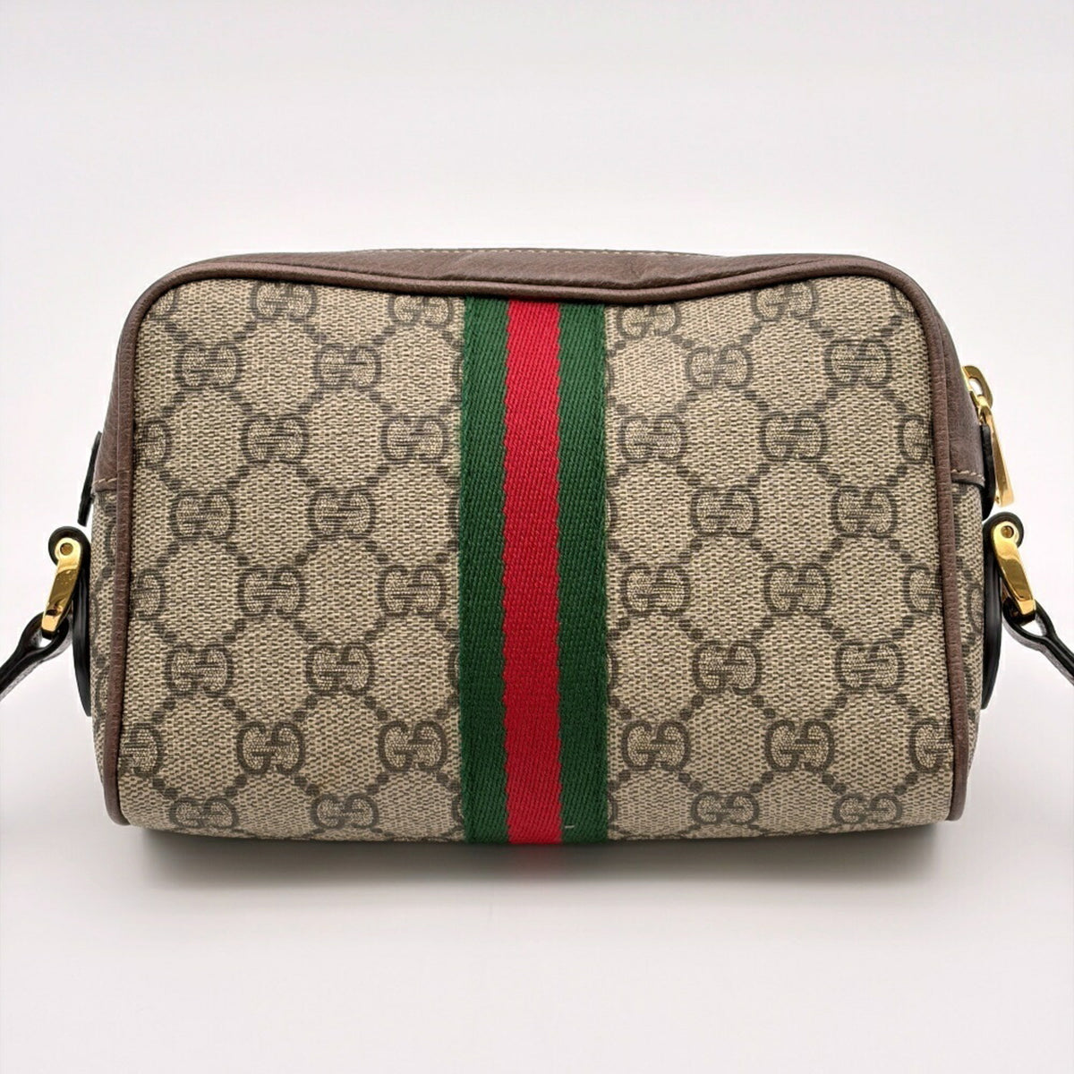 Gucci Sherry Line Beige Brown Gg Supreme Leather Shoulder Bag (Pre-Owned)