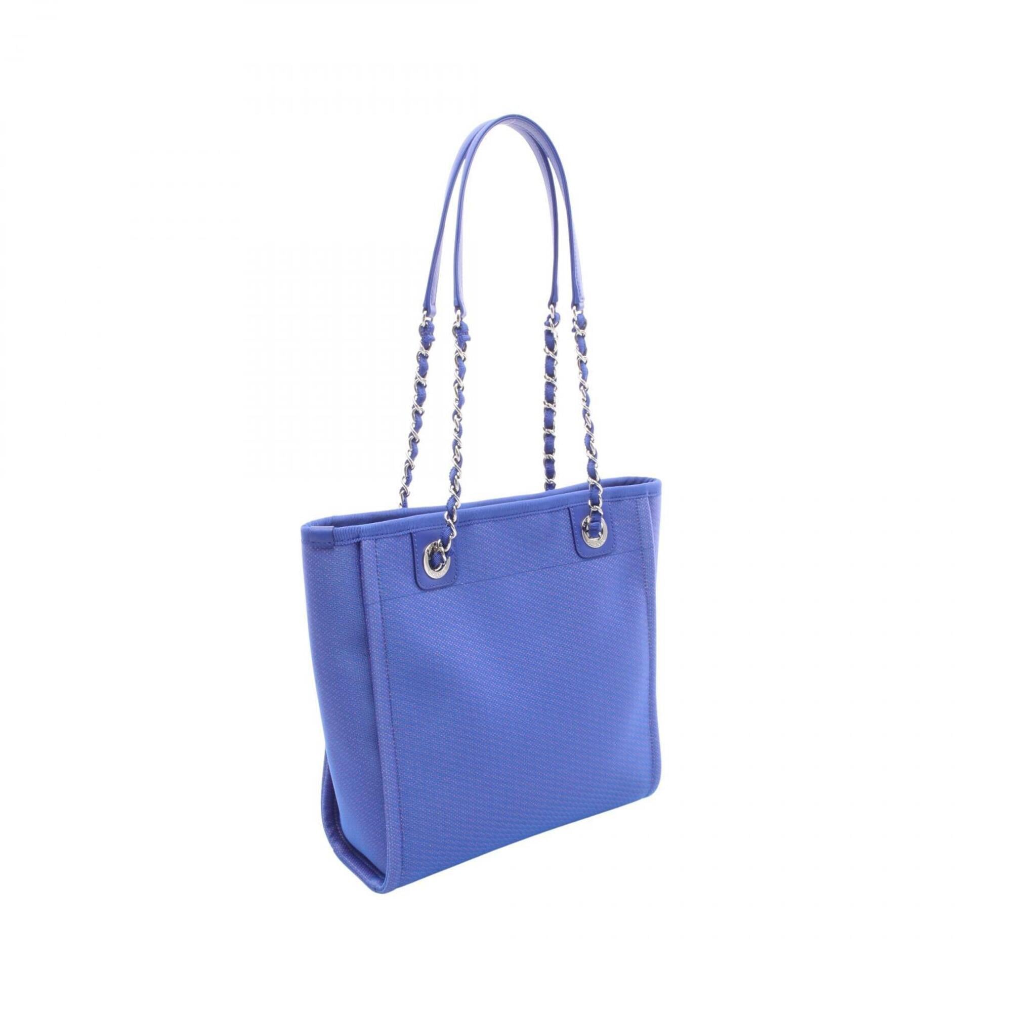 Chanel Blue Red Color Canvas Leather Handbag Tote Bag (Pre-Owned)