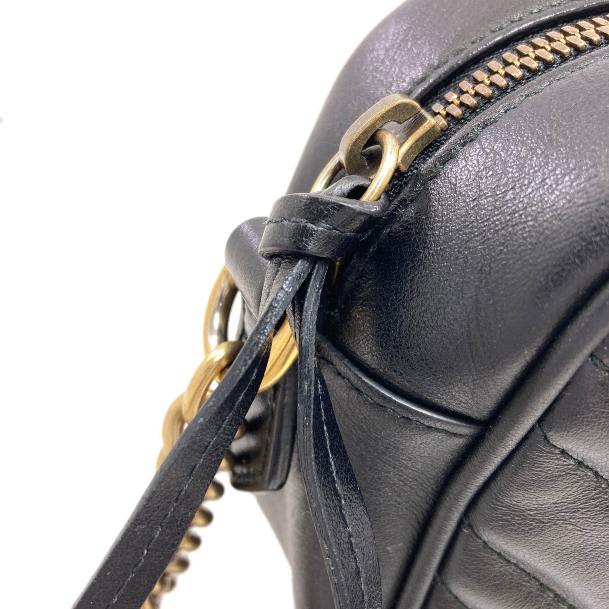 Gucci Gg Marmont Black Leather Shoulder Bag (Pre-Owned)