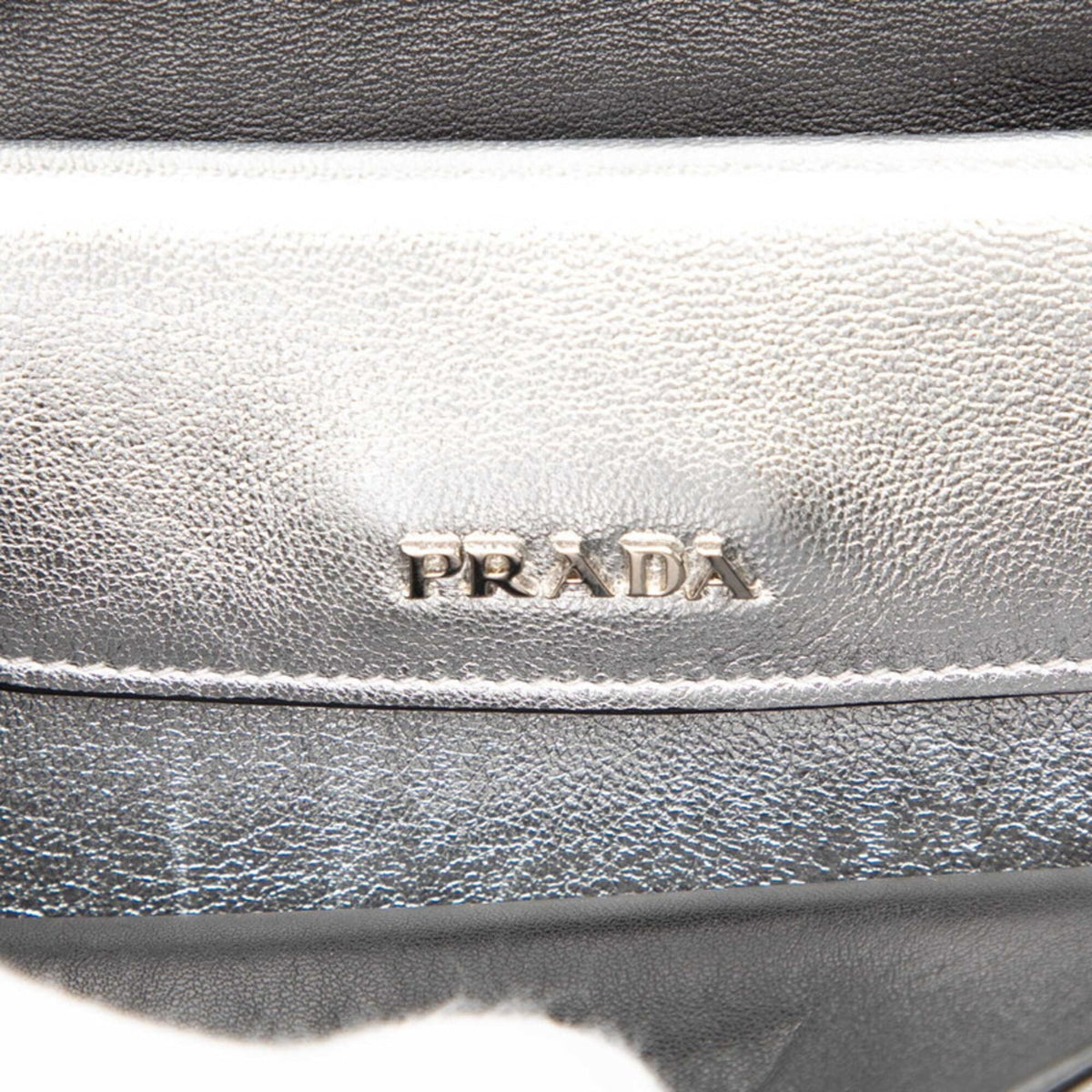 Prada Silver Leather Handbag Shoulder Bag (Pre-Owned)