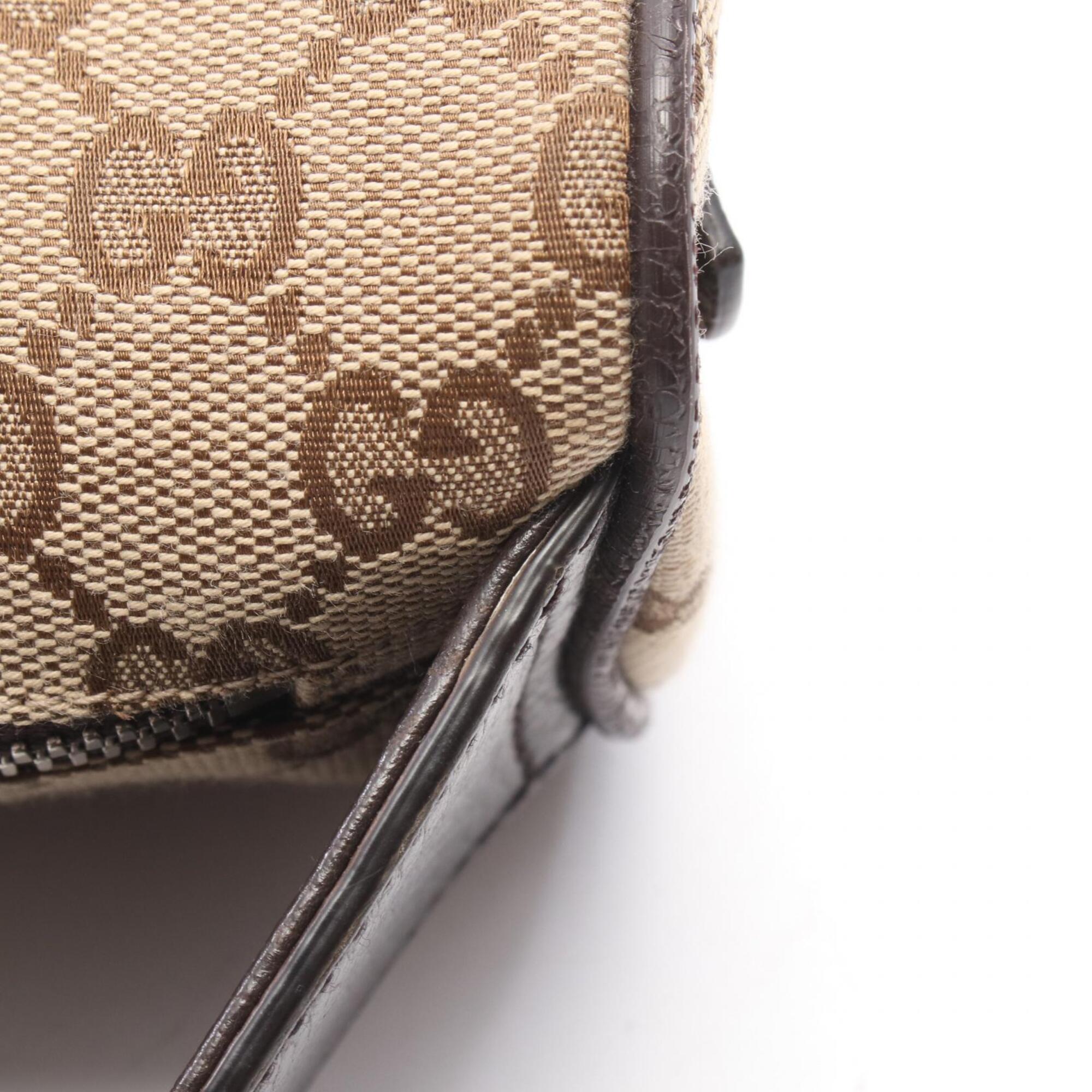 Gucci Beige Brown Gg Canvas Leather Fanny Pack (Pre-Owned)
