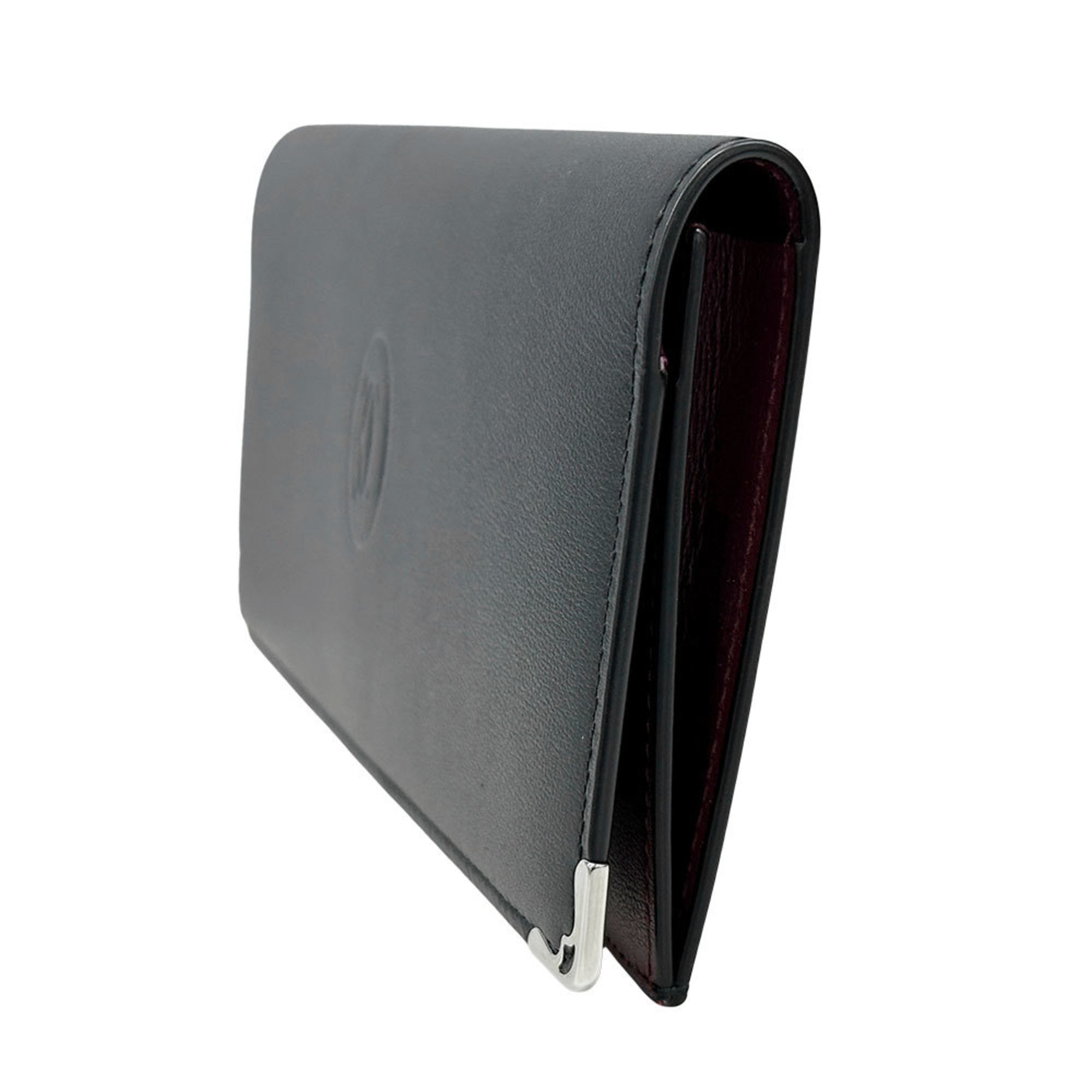 Cartier Black Leather Long Wallet (Bi-Fold) (Pre-Owned)