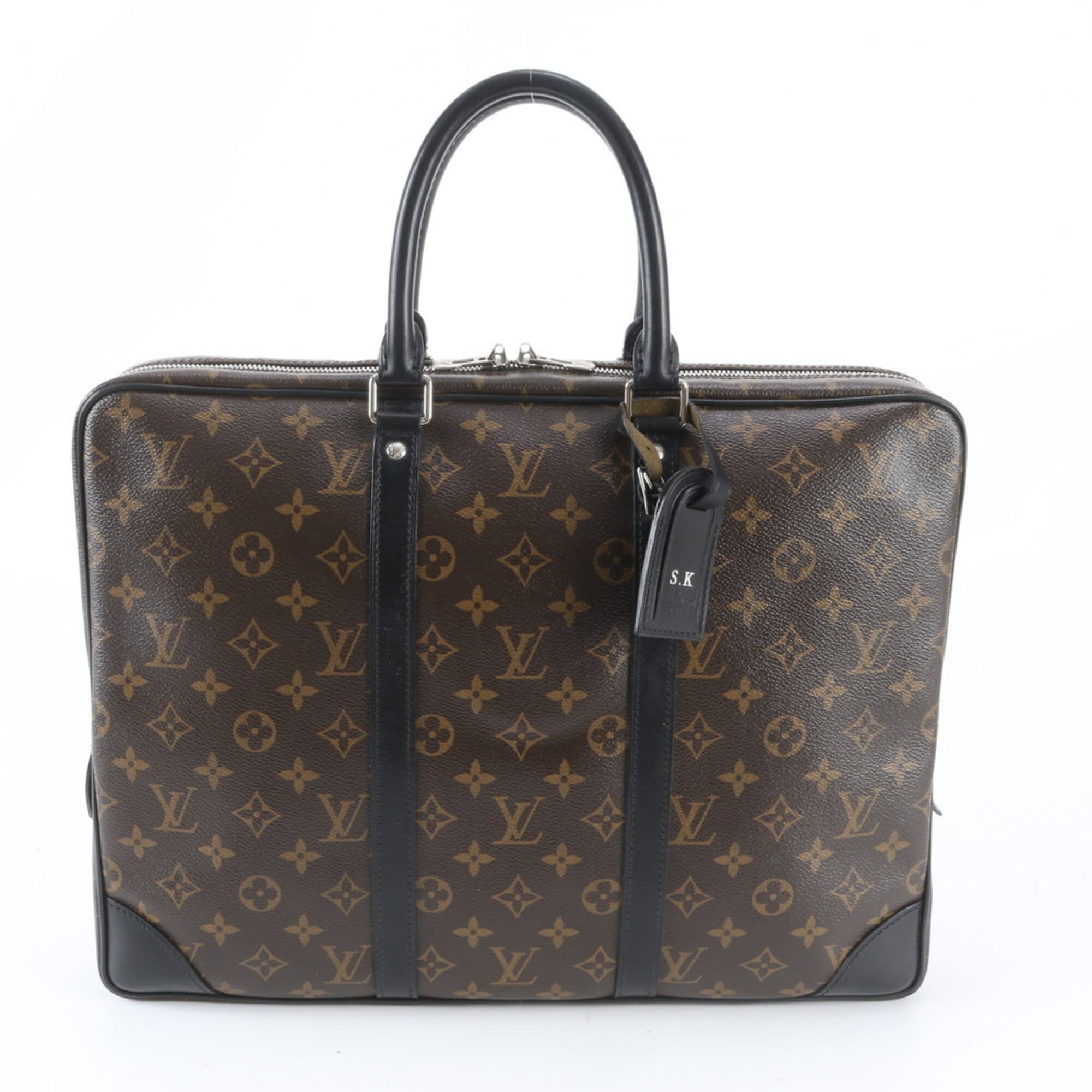 Louis Vuitton Brown Leather Coated Canvas Briefcase Tote Bag (Pre-Owned)
