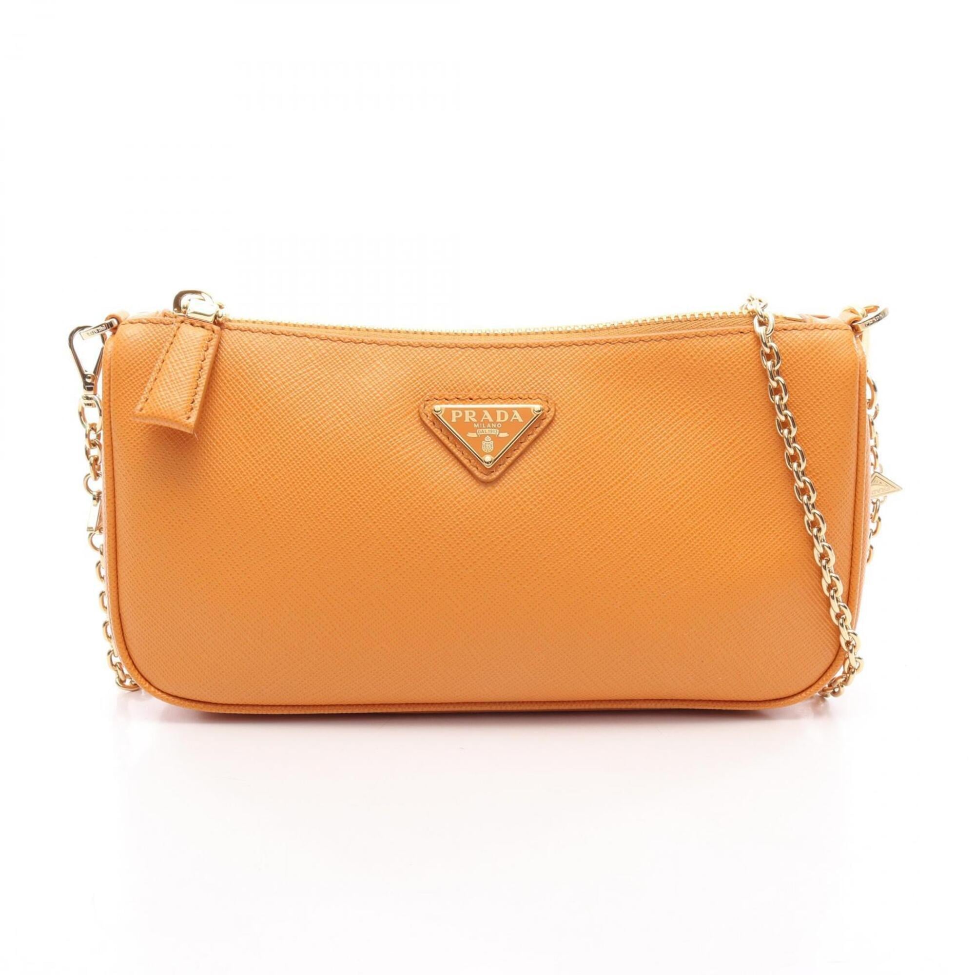 Prada Orange Saffiano Triangle Handbag Shoulder Bag (Pre-Owned)