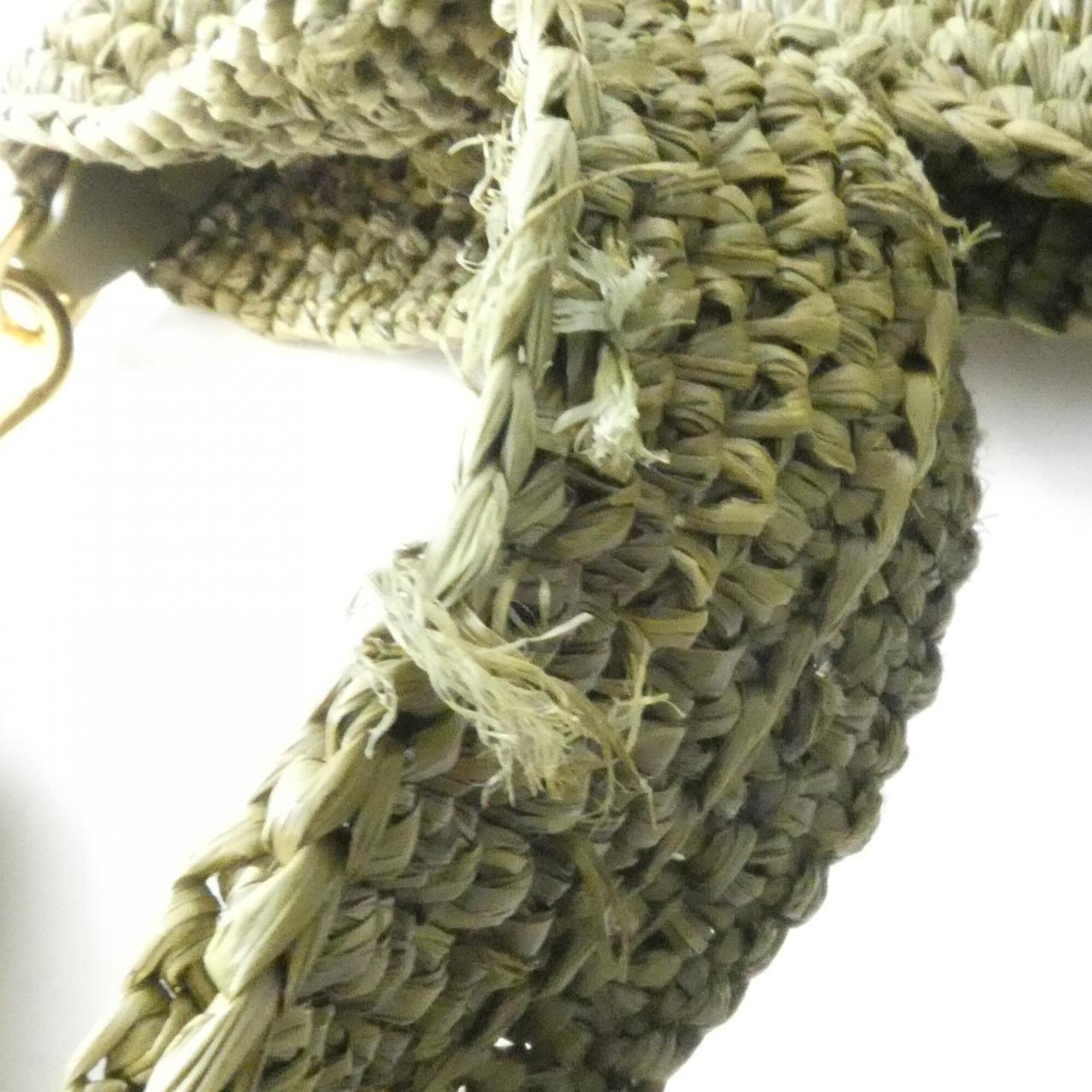 Loewe Olive Raffia Leather Handbag (Pre-Owned)