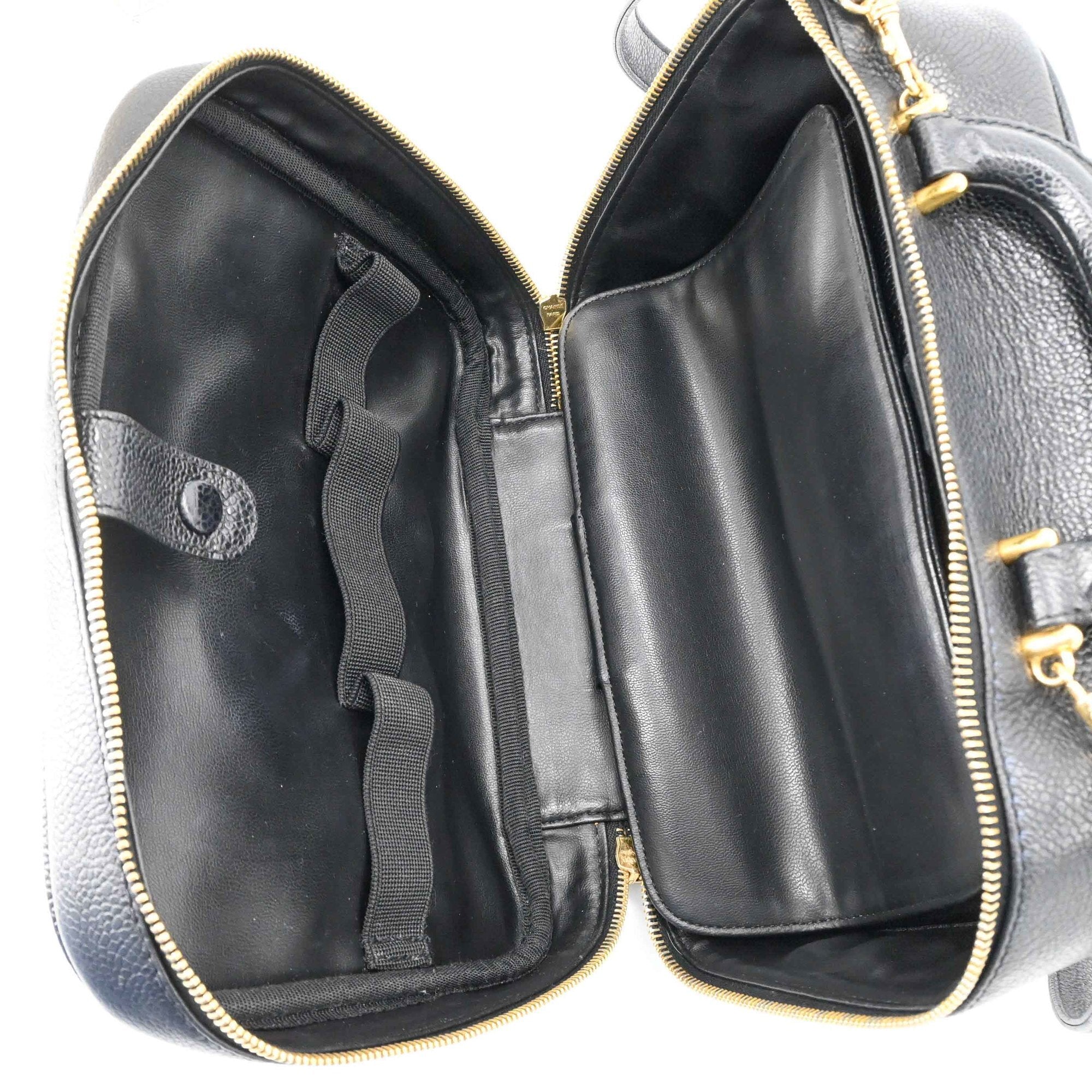 Chanel Black Leather Handbag Vanity Bag (Pre-Owned)