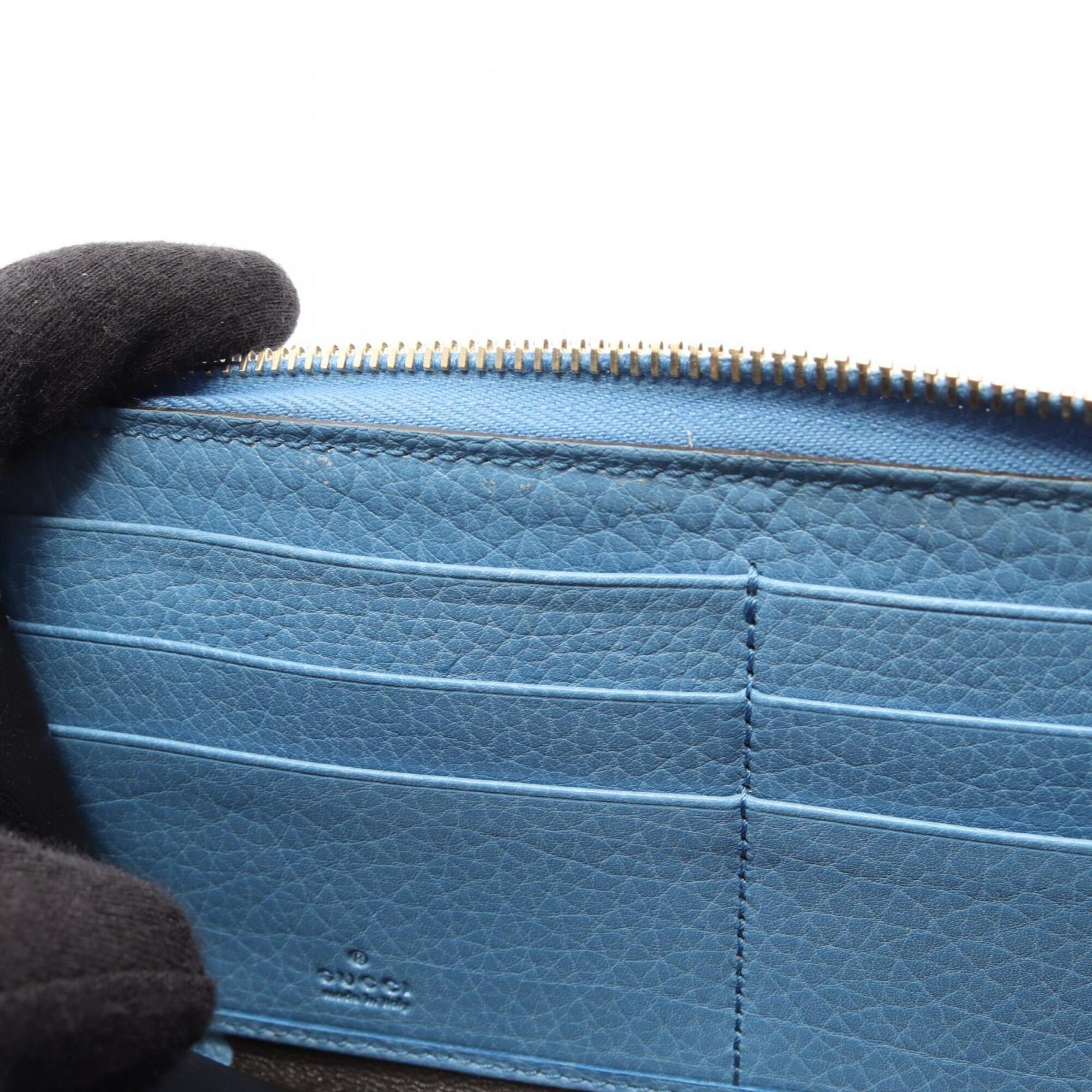 Gucci Blue Leather Long Wallet (Bi-Fold) (Pre-Owned)