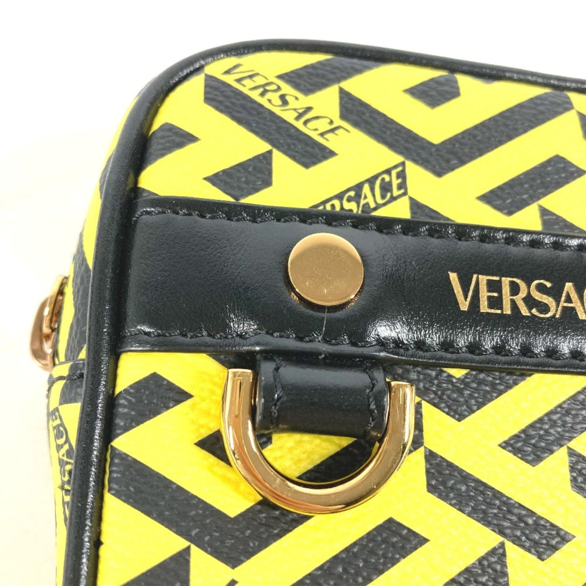 Versace Black Yellow Leather Pouch (Pre-Owned)